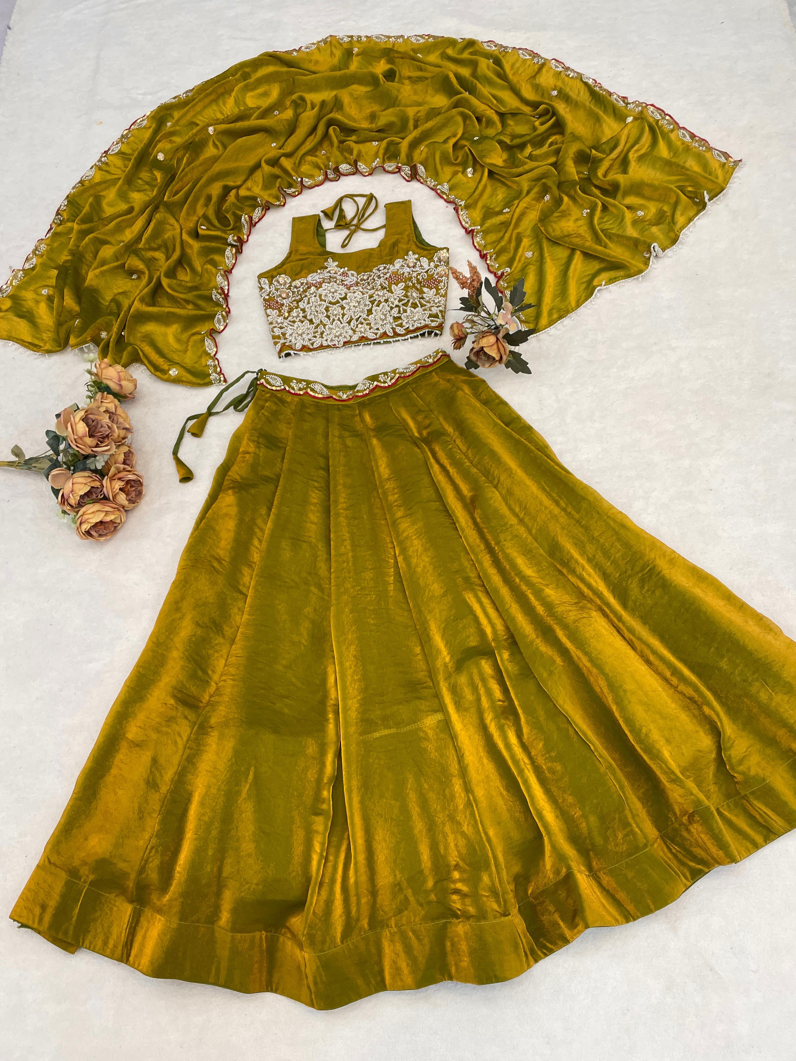 Fendy Silk  Beads Work Lehenga Choli Set