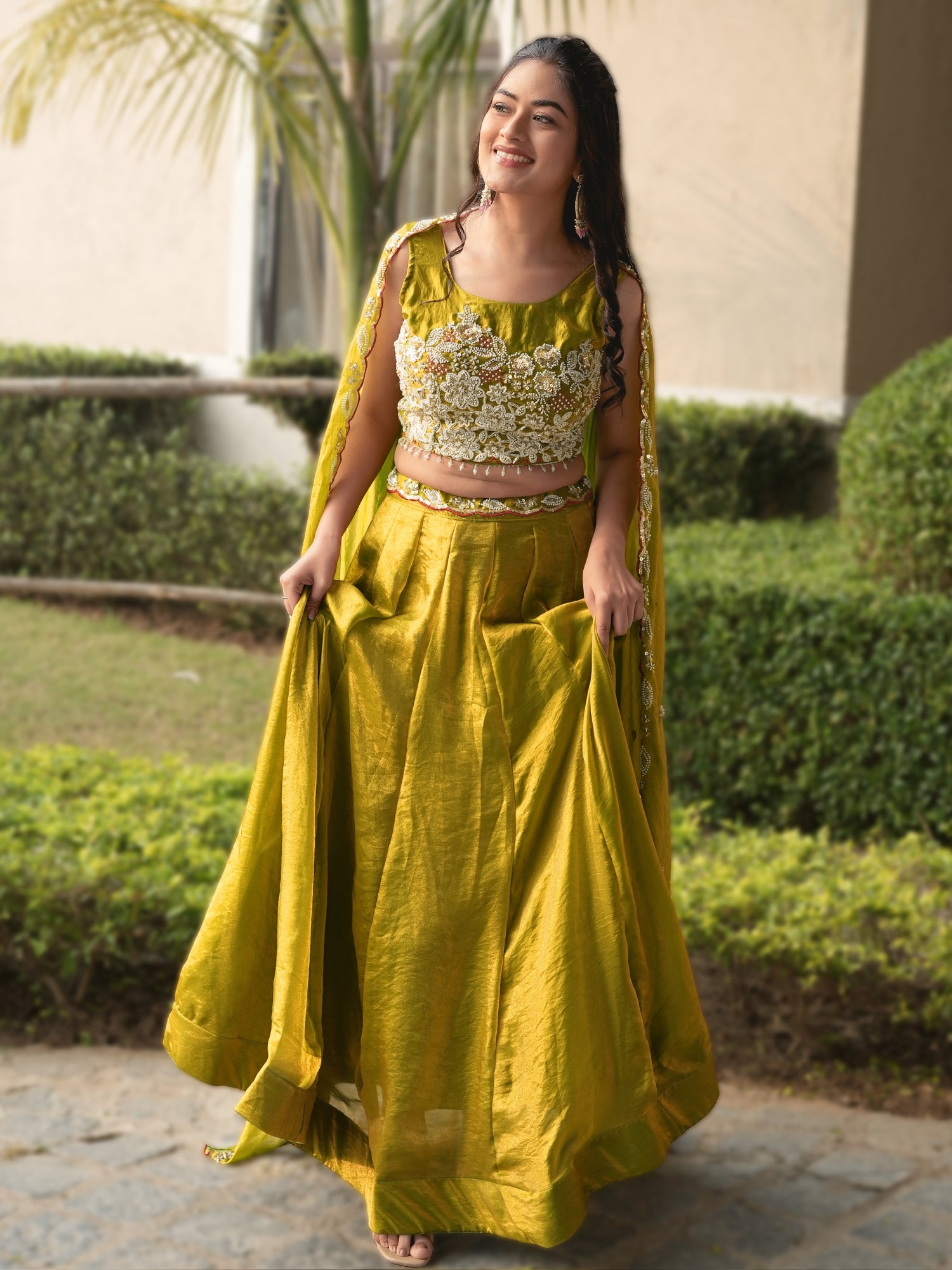 Fendy Silk  Beads Work Lehenga Choli Set