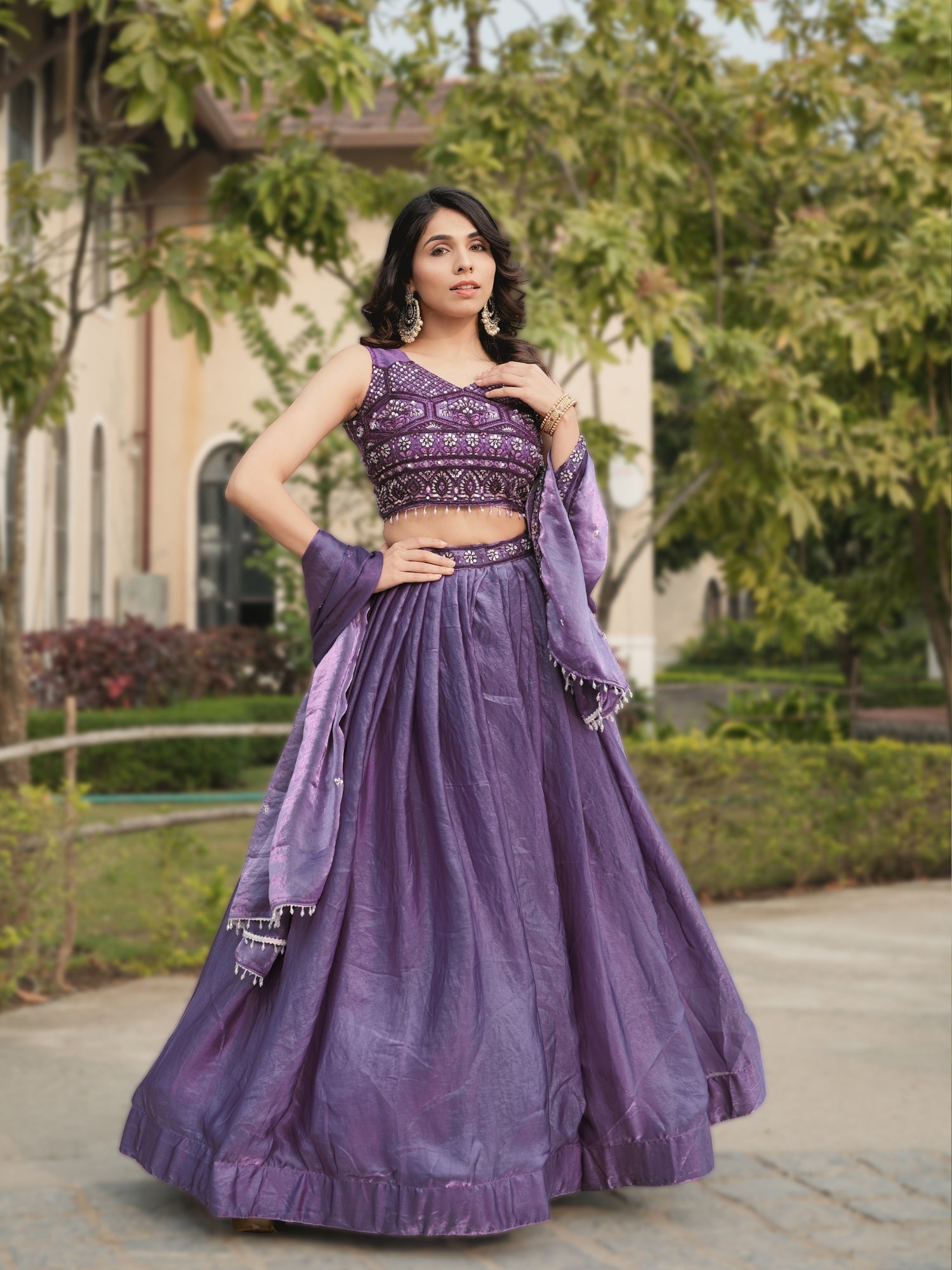 Fendy Silk  Beads Work Lehenga Choli Set