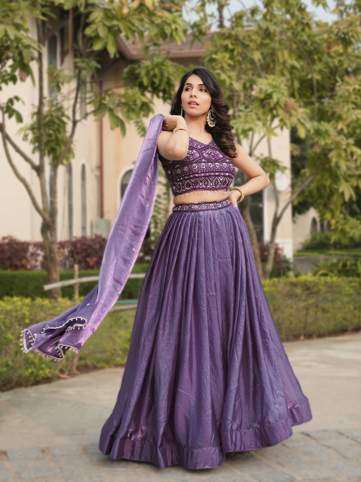 Fendy Silk  Beads Work Lehenga Choli Set