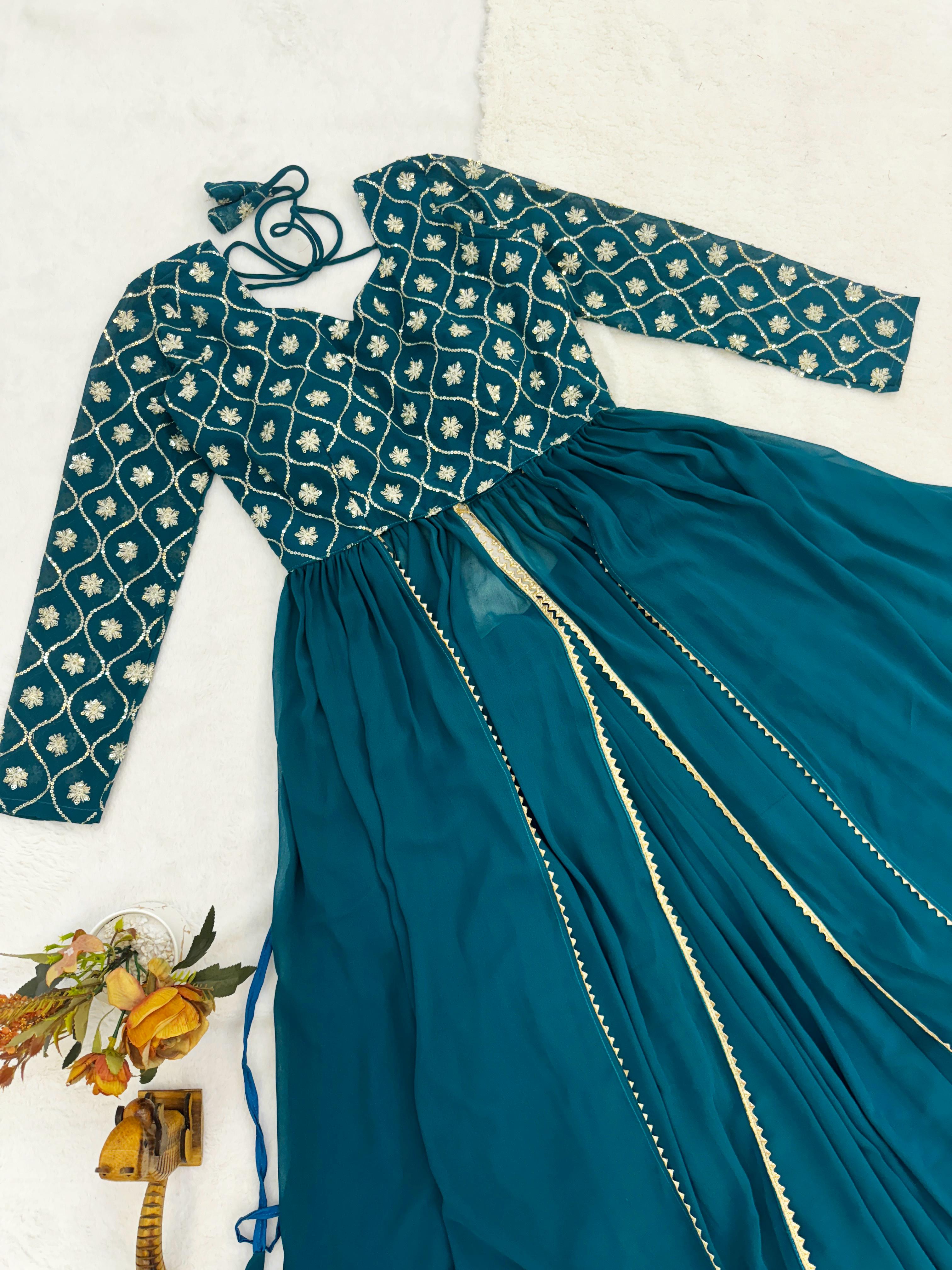 Trending Gorgette Lehenga With Traditional Embroidery Top