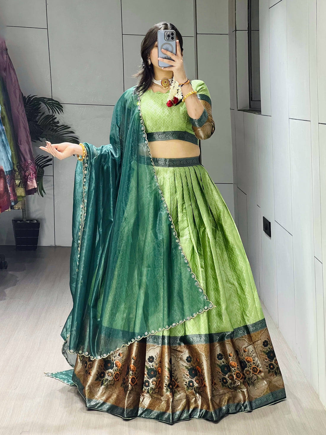 Silk Woven Lehenga Choli With Dupatta