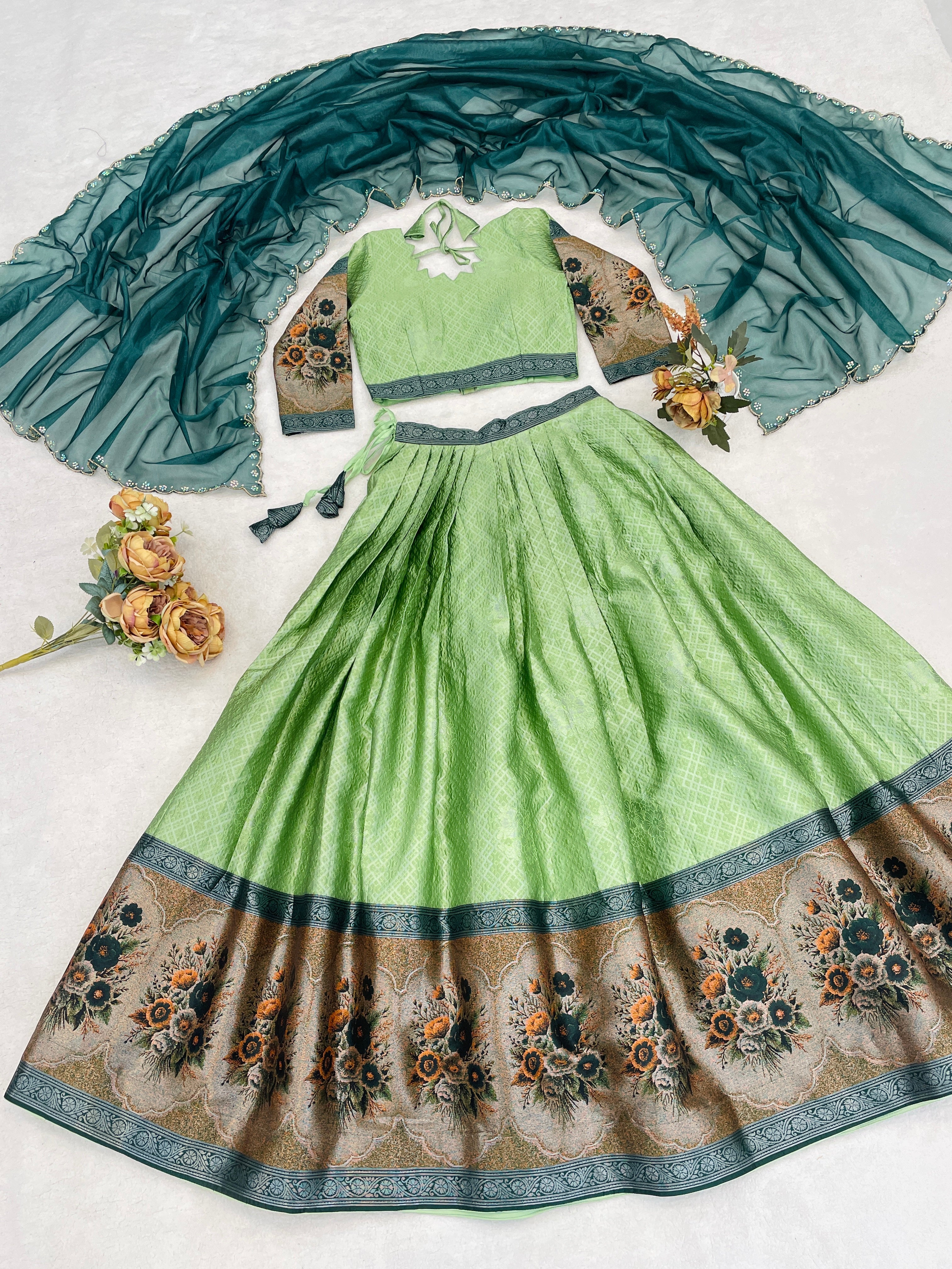 Silk Woven Lehenga Choli With Dupatta
