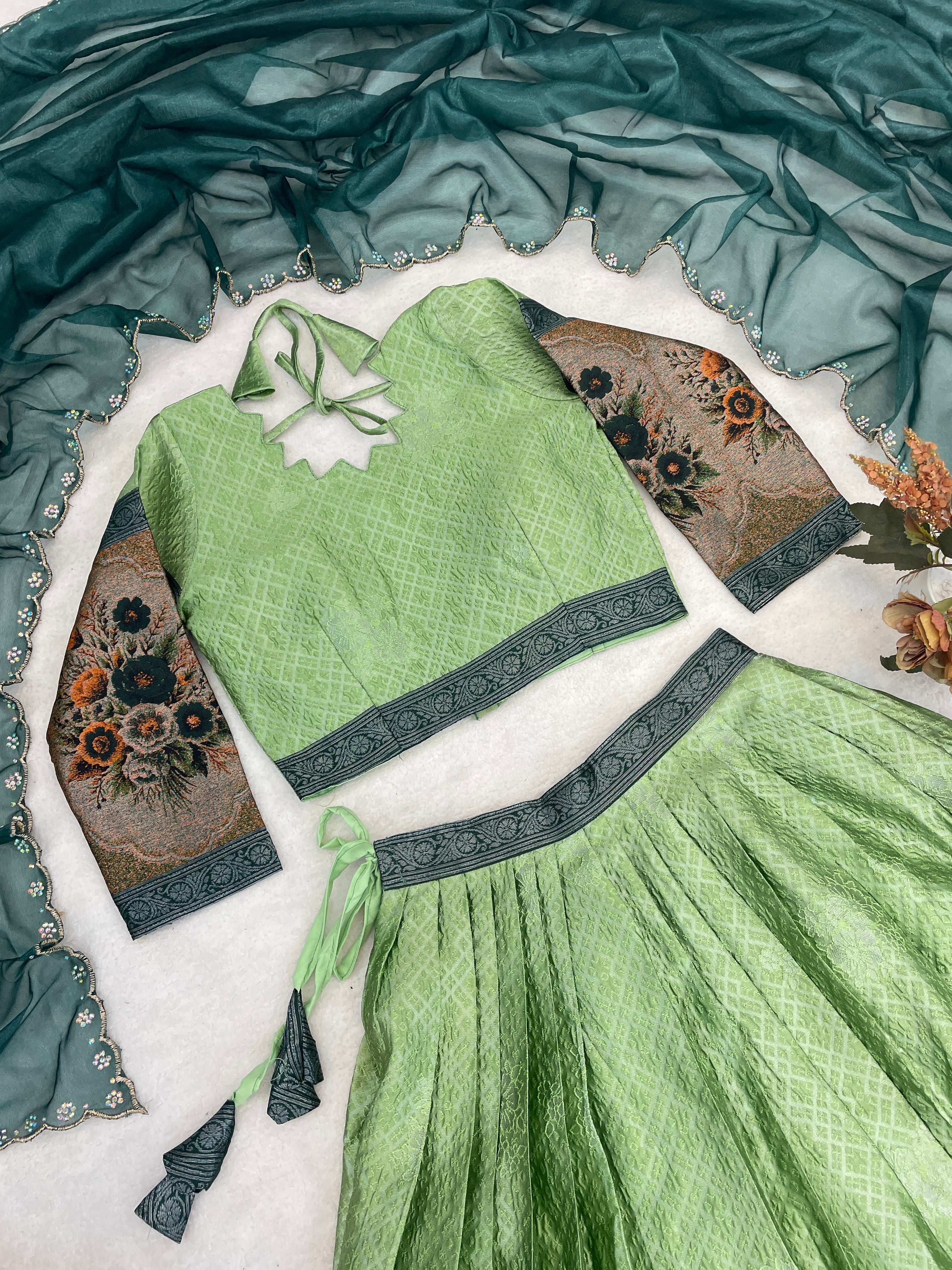 Silk Woven Lehenga Choli With Dupatta