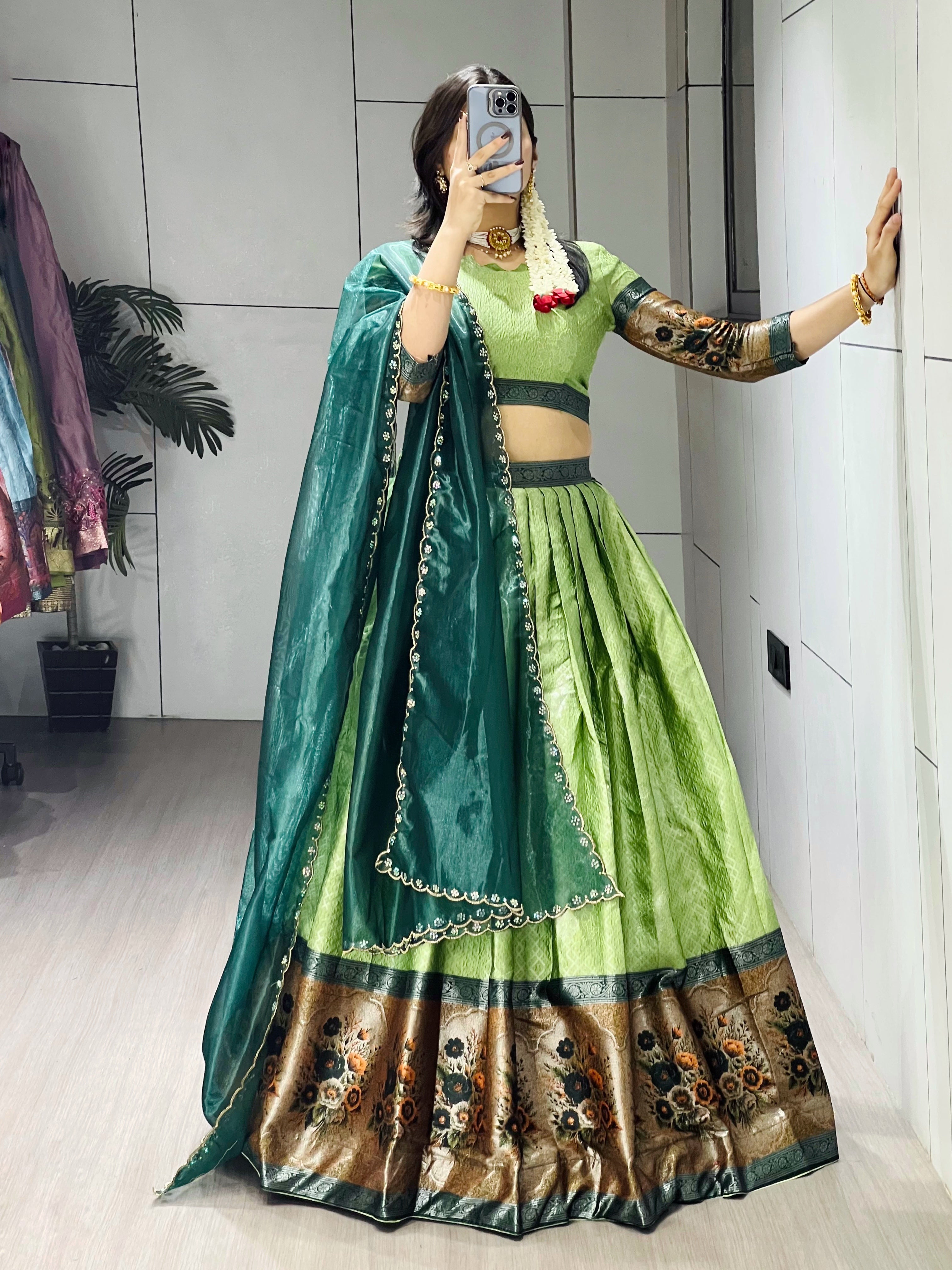 Silk Woven Lehenga Choli With Dupatta