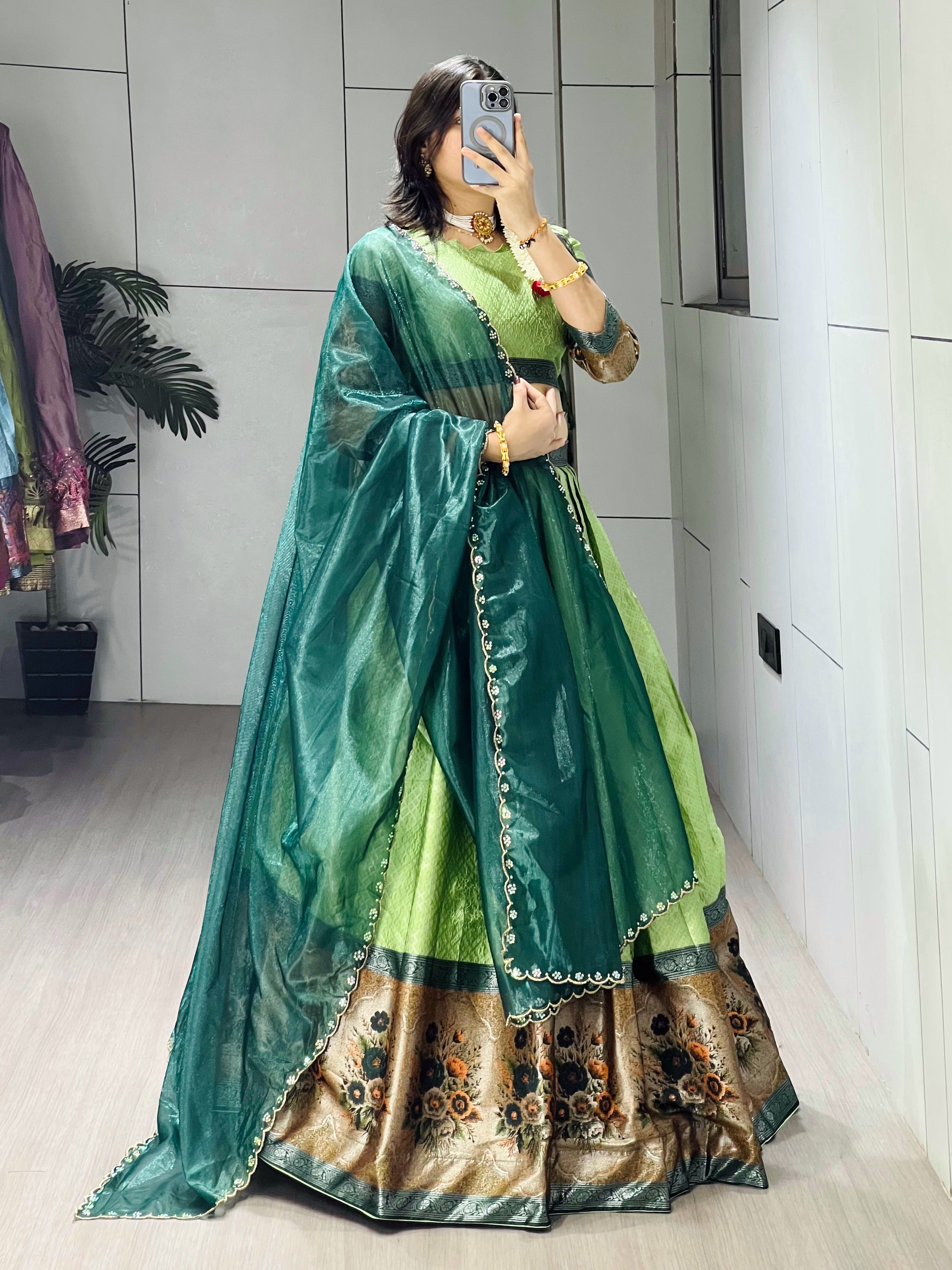 Silk Woven Lehenga Choli With Dupatta