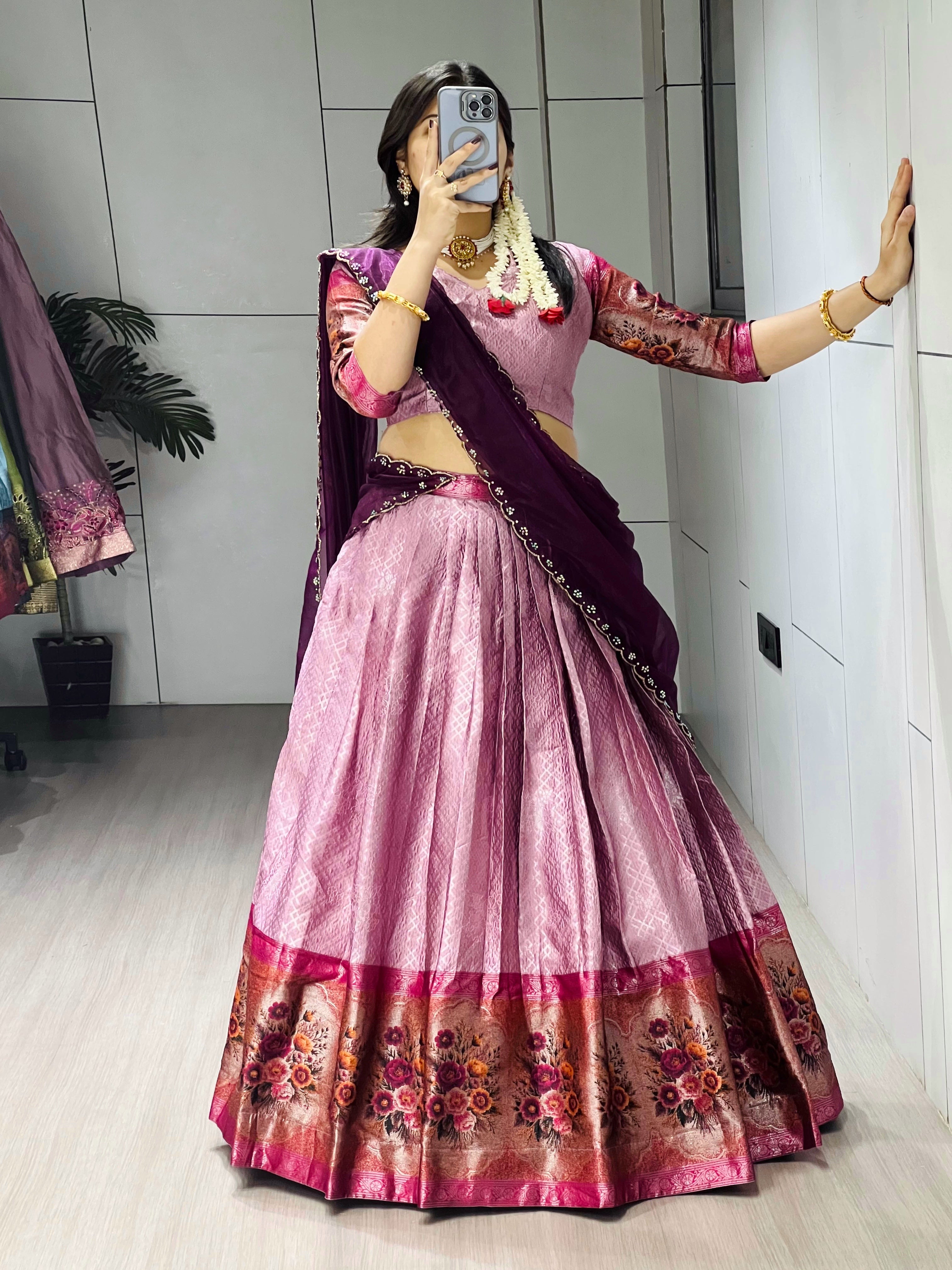 Silk Woven Lehenga Choli With Dupatta