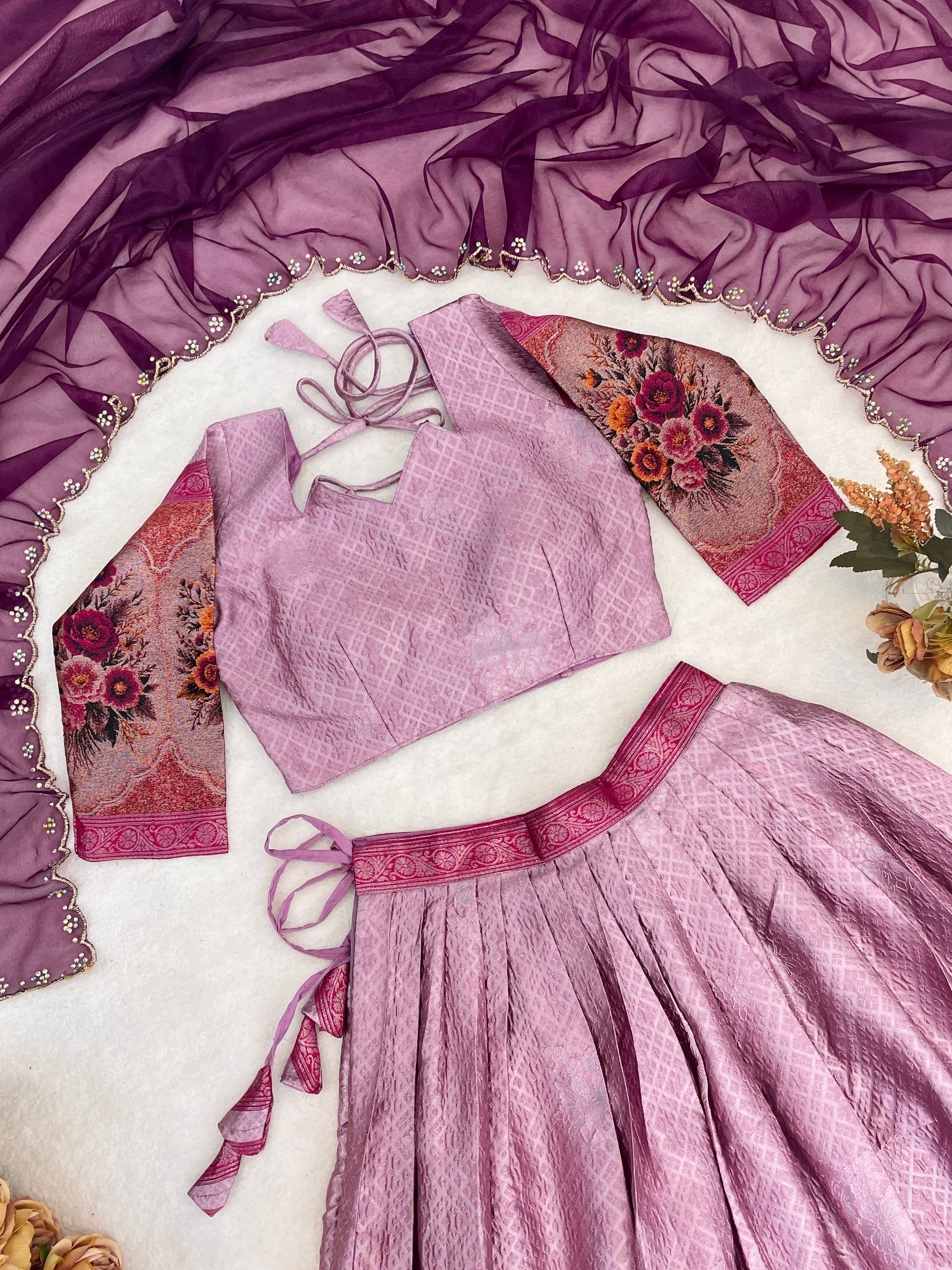 Silk Woven Lehenga Choli With Dupatta