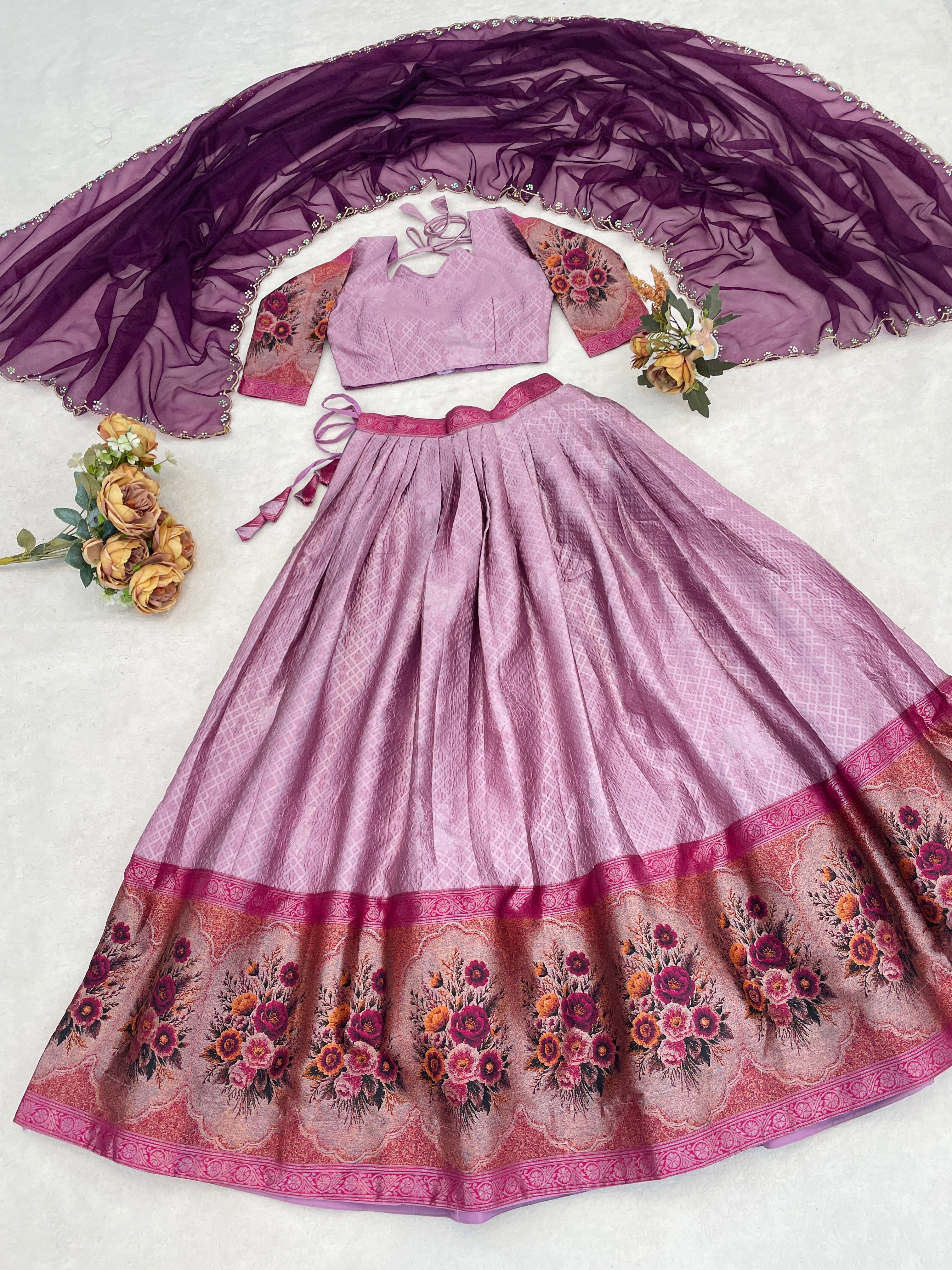 Silk Woven Lehenga Choli With Dupatta