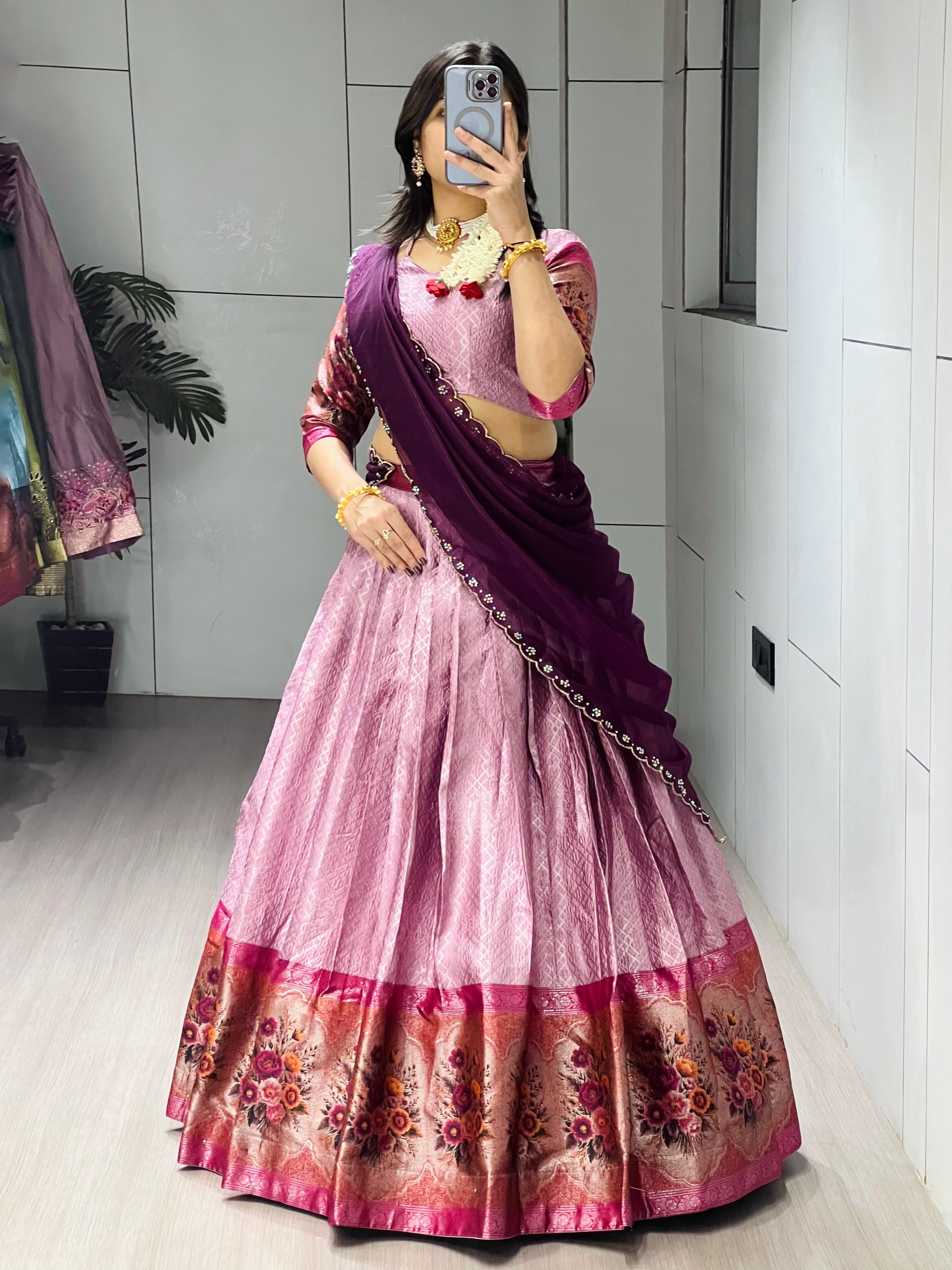 Silk Woven Lehenga Choli With Dupatta
