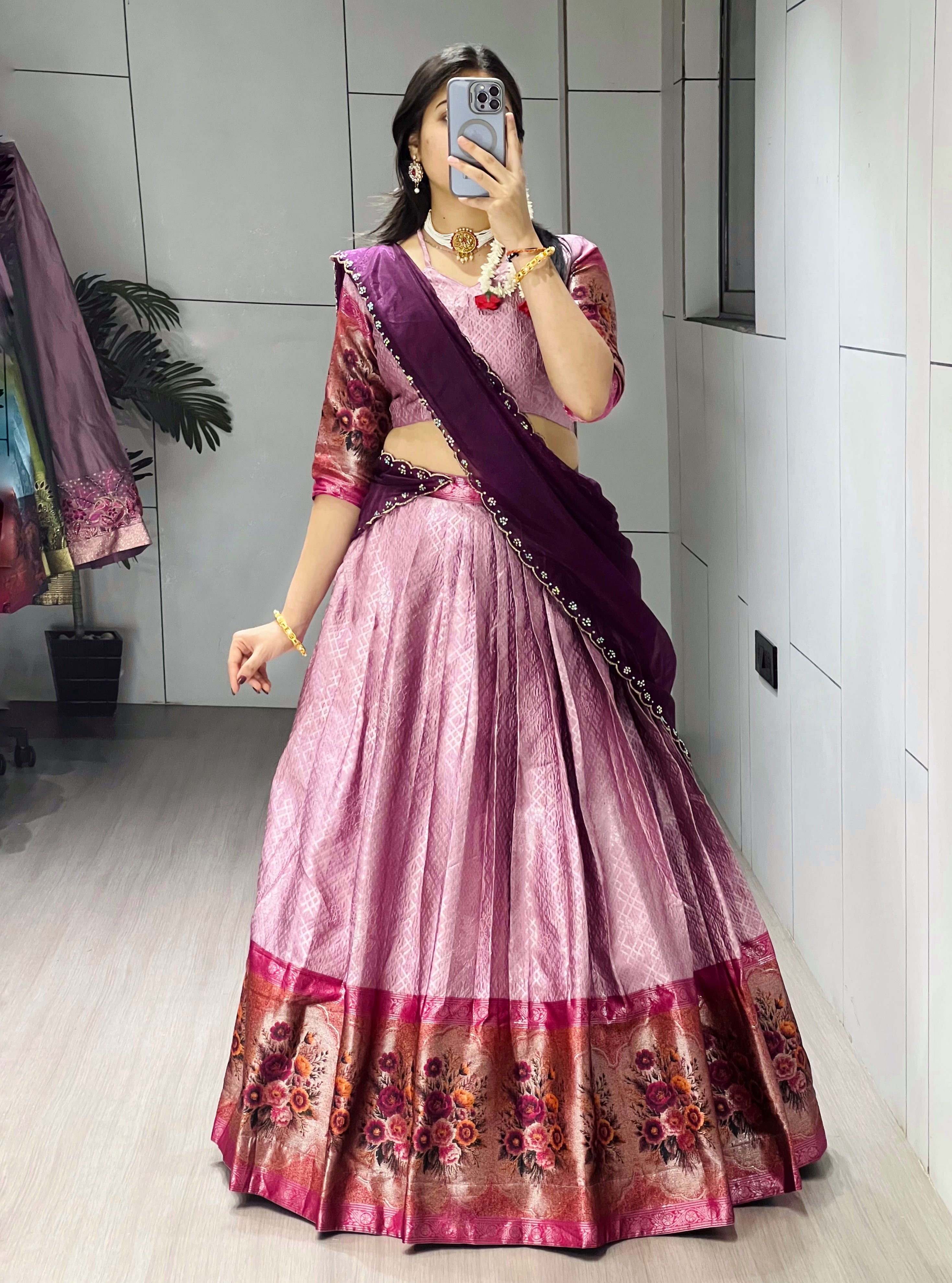 Silk Woven Lehenga Choli With Dupatta