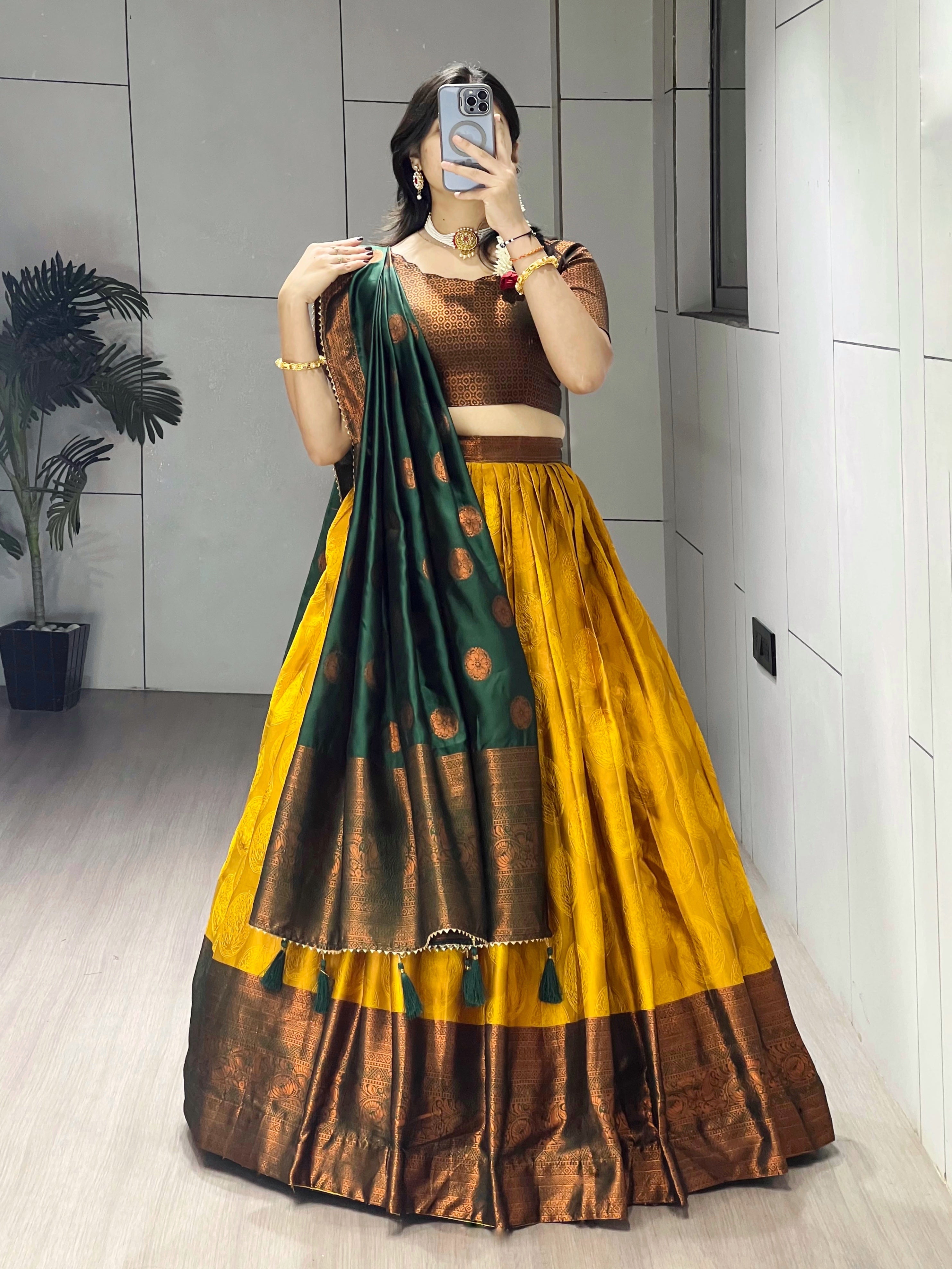 Silk Pattu Kanchipuram Silk Lehenga Choli & Dupatta