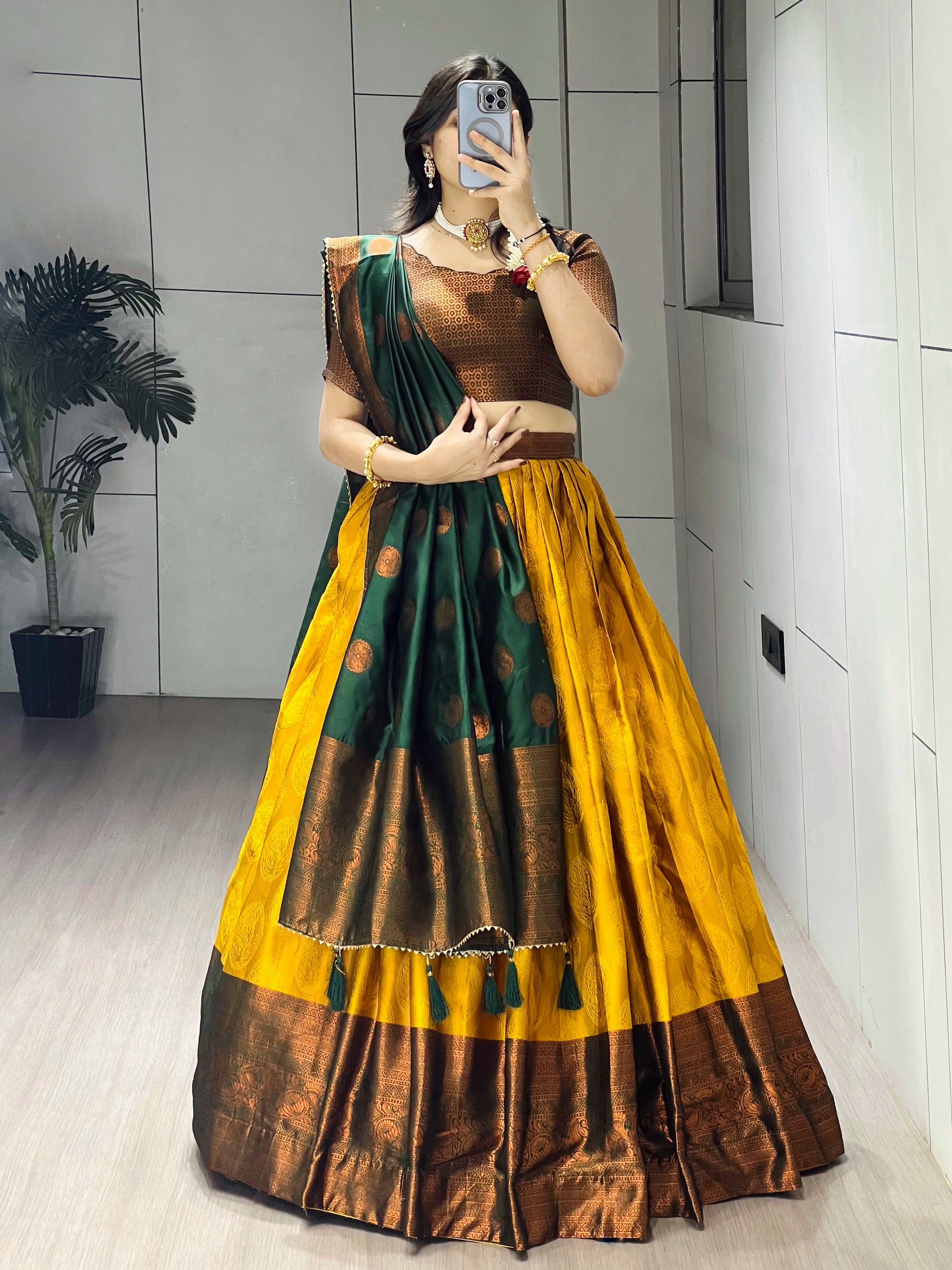 Silk Pattu Kanchipuram Silk Lehenga Choli & Dupatta