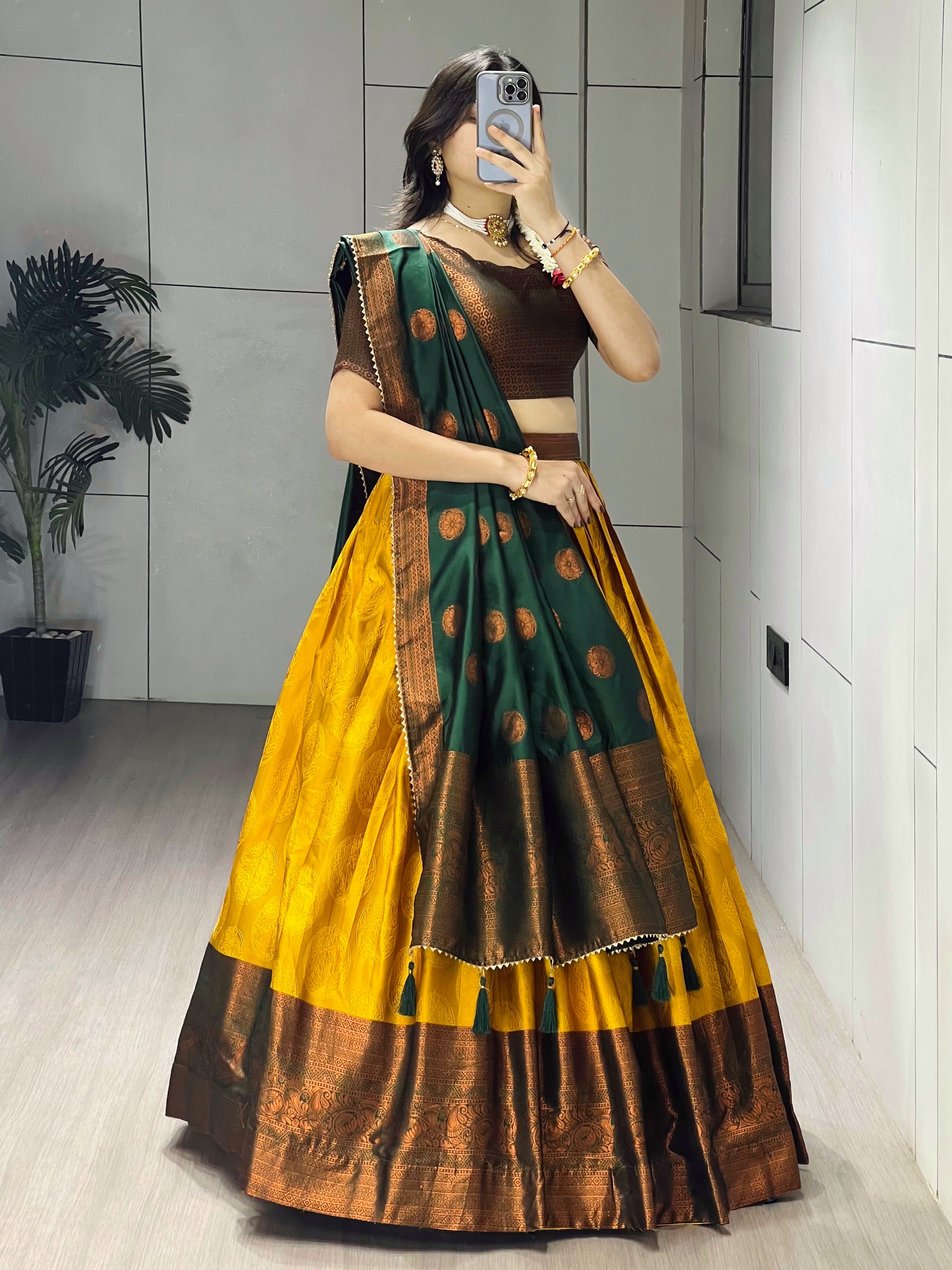 Silk Pattu Kanchipuram Silk Lehenga Choli & Dupatta