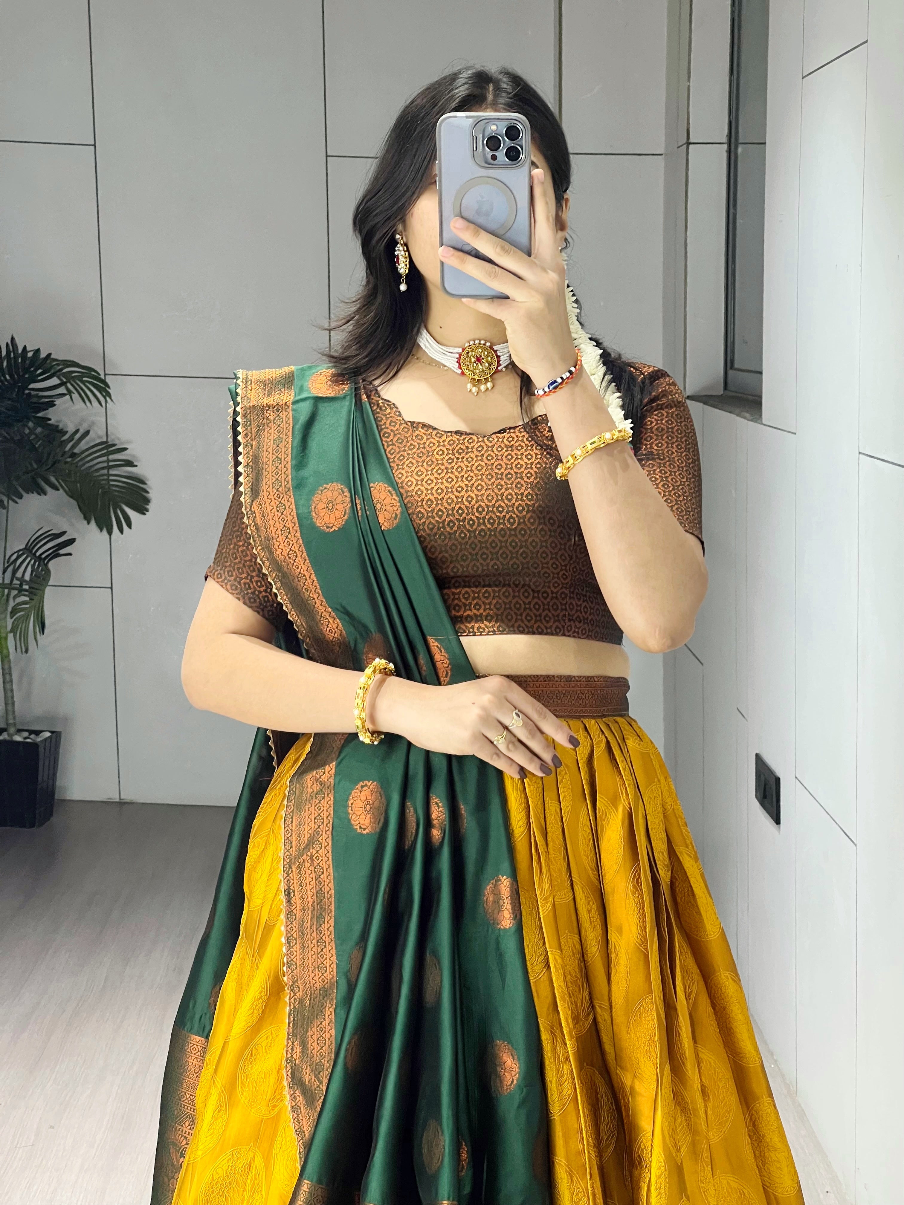 Silk Pattu Kanchipuram Silk Lehenga Choli & Dupatta