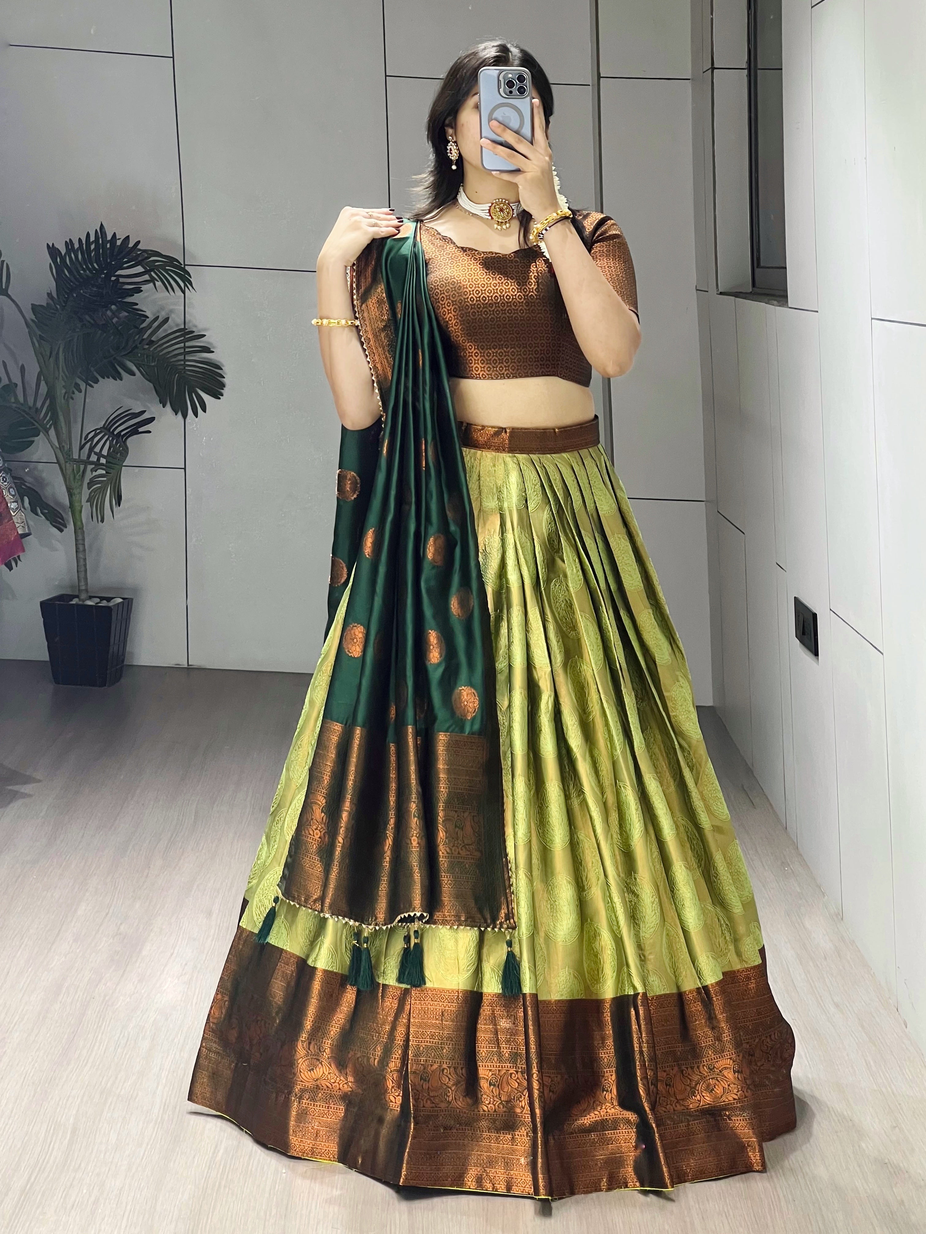 Silk Pattu Kanchipuram Silk Lehenga Choli & Dupatta