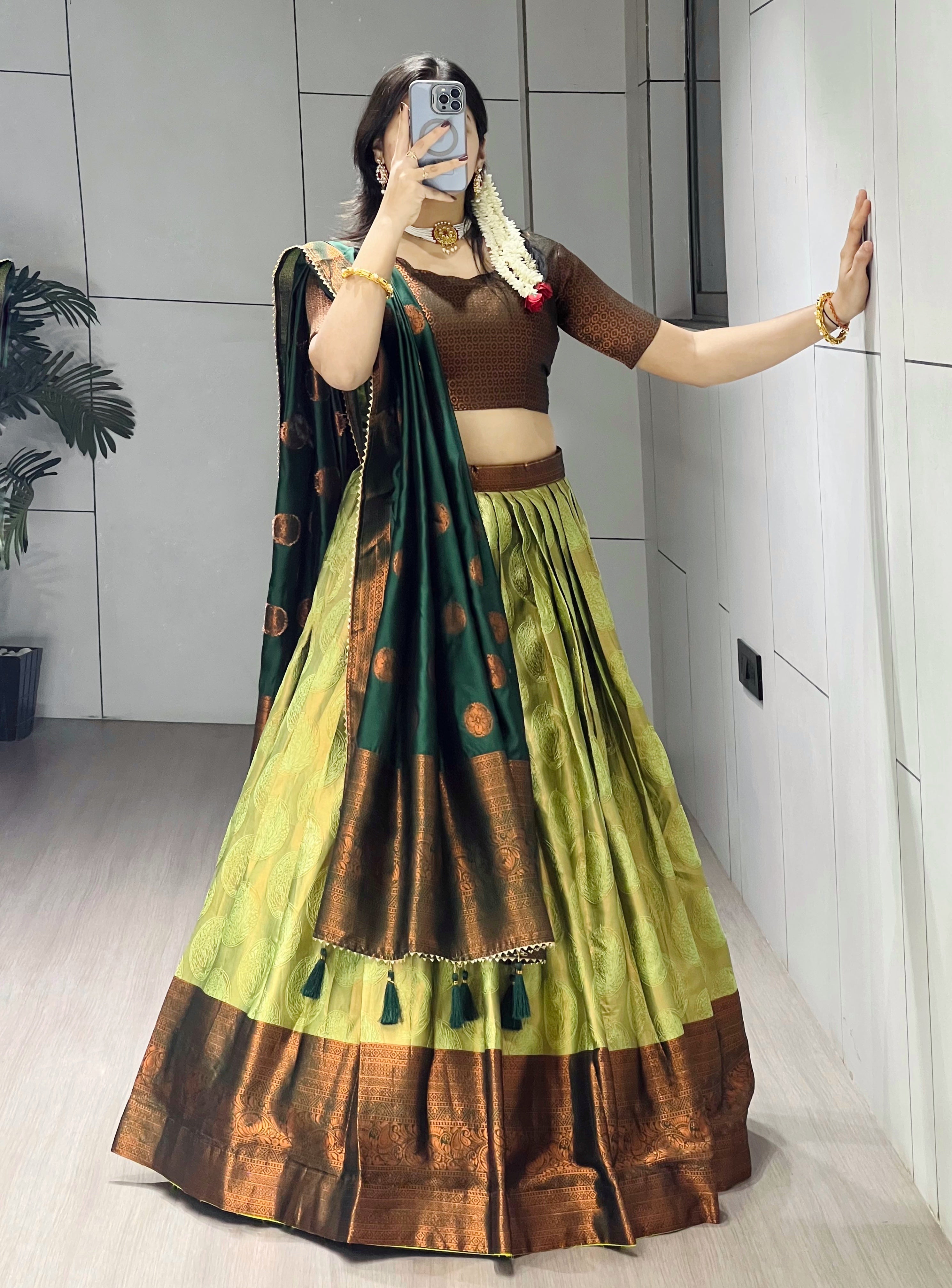Silk Pattu Kanchipuram Silk Lehenga Choli & Dupatta