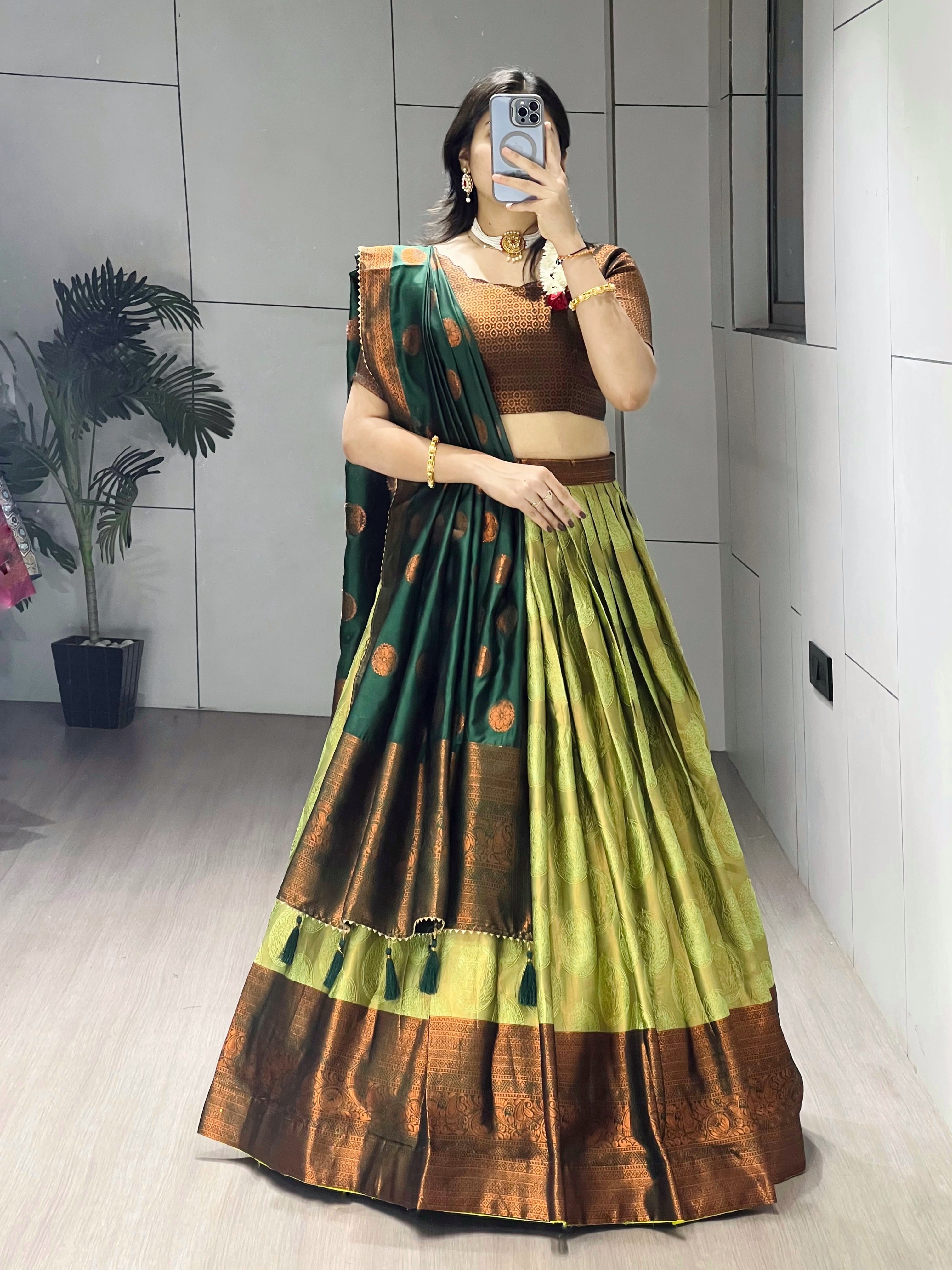 Silk Pattu Kanchipuram Silk Lehenga Choli & Dupatta