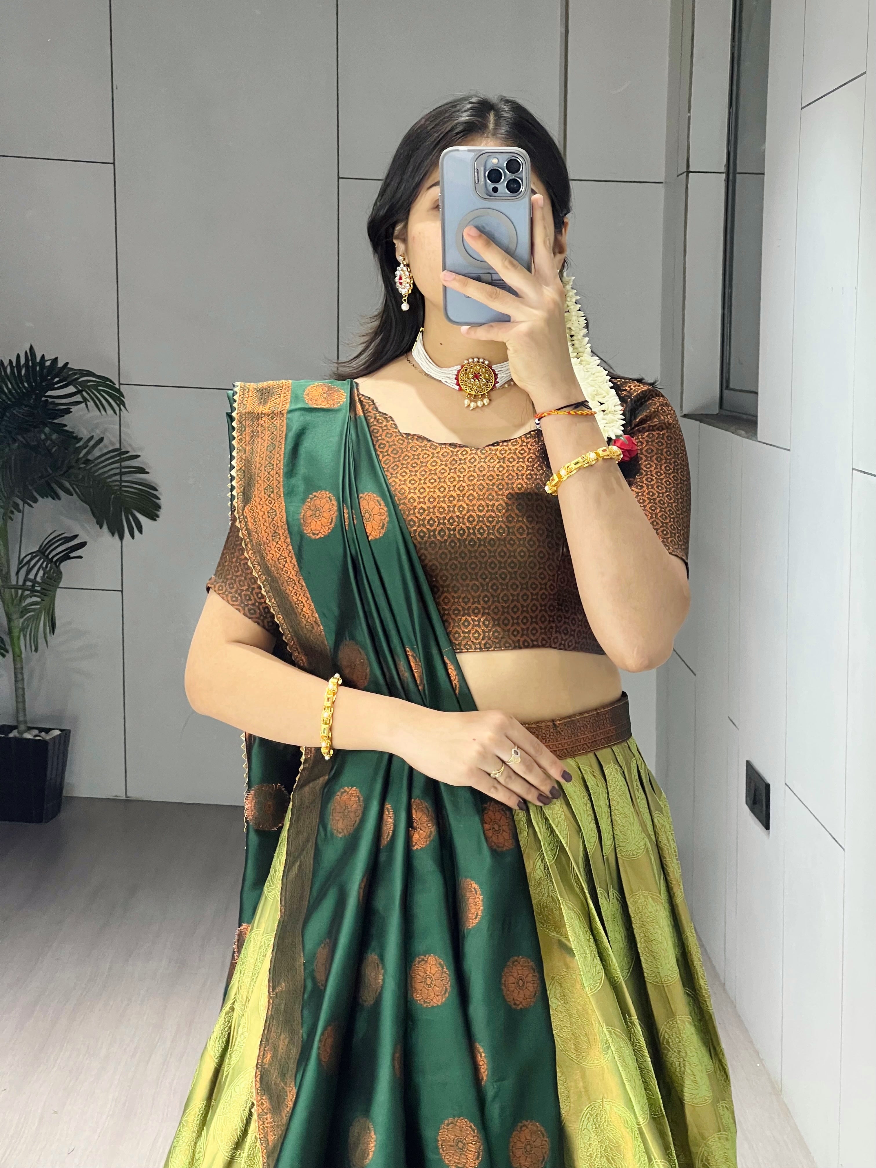 Silk Pattu Kanchipuram Silk Lehenga Choli & Dupatta