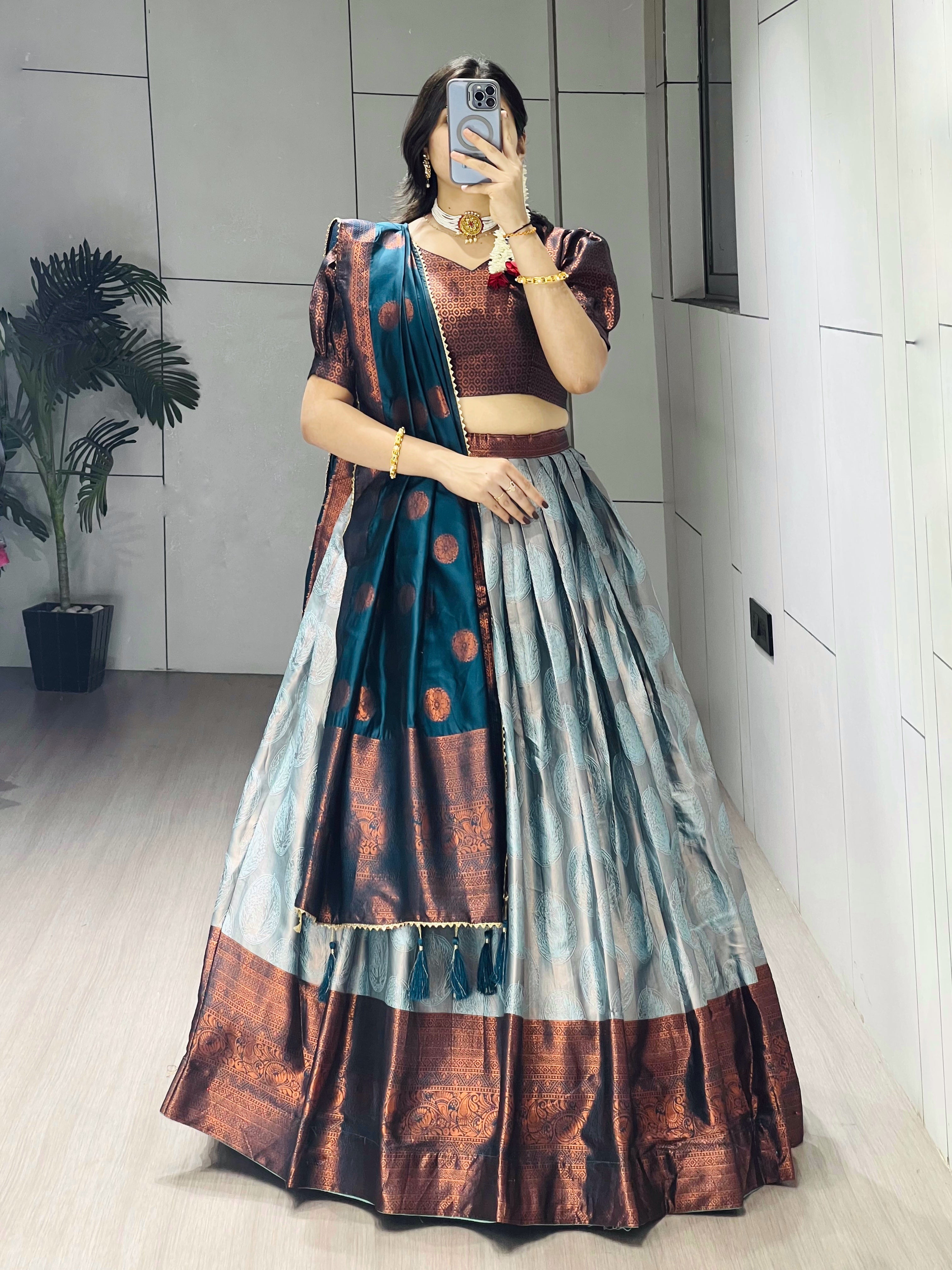 Silk Pattu Kanchipuram Silk Lehenga Choli & Dupatta