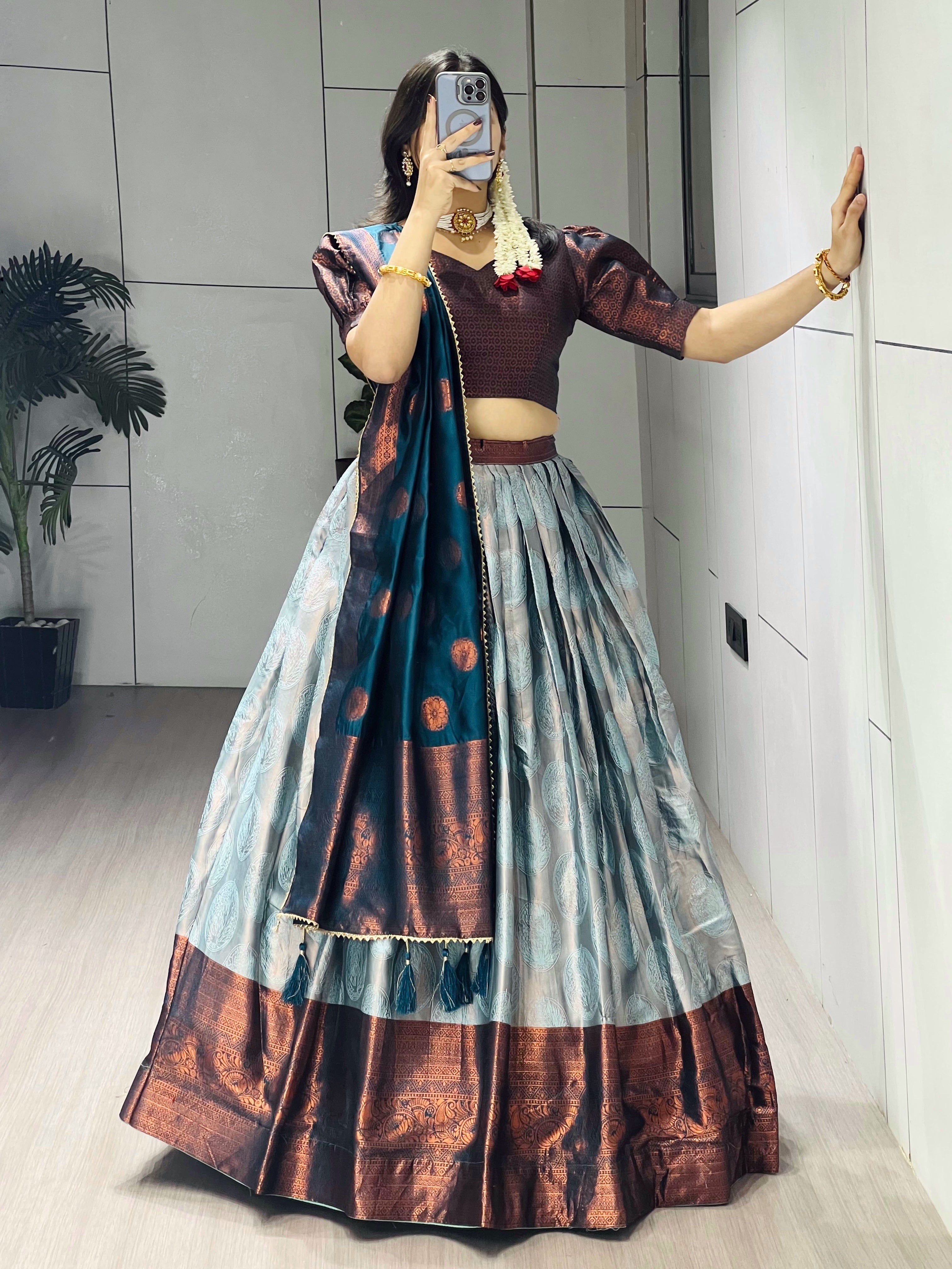 Silk Pattu Kanchipuram Silk Lehenga Choli & Dupatta