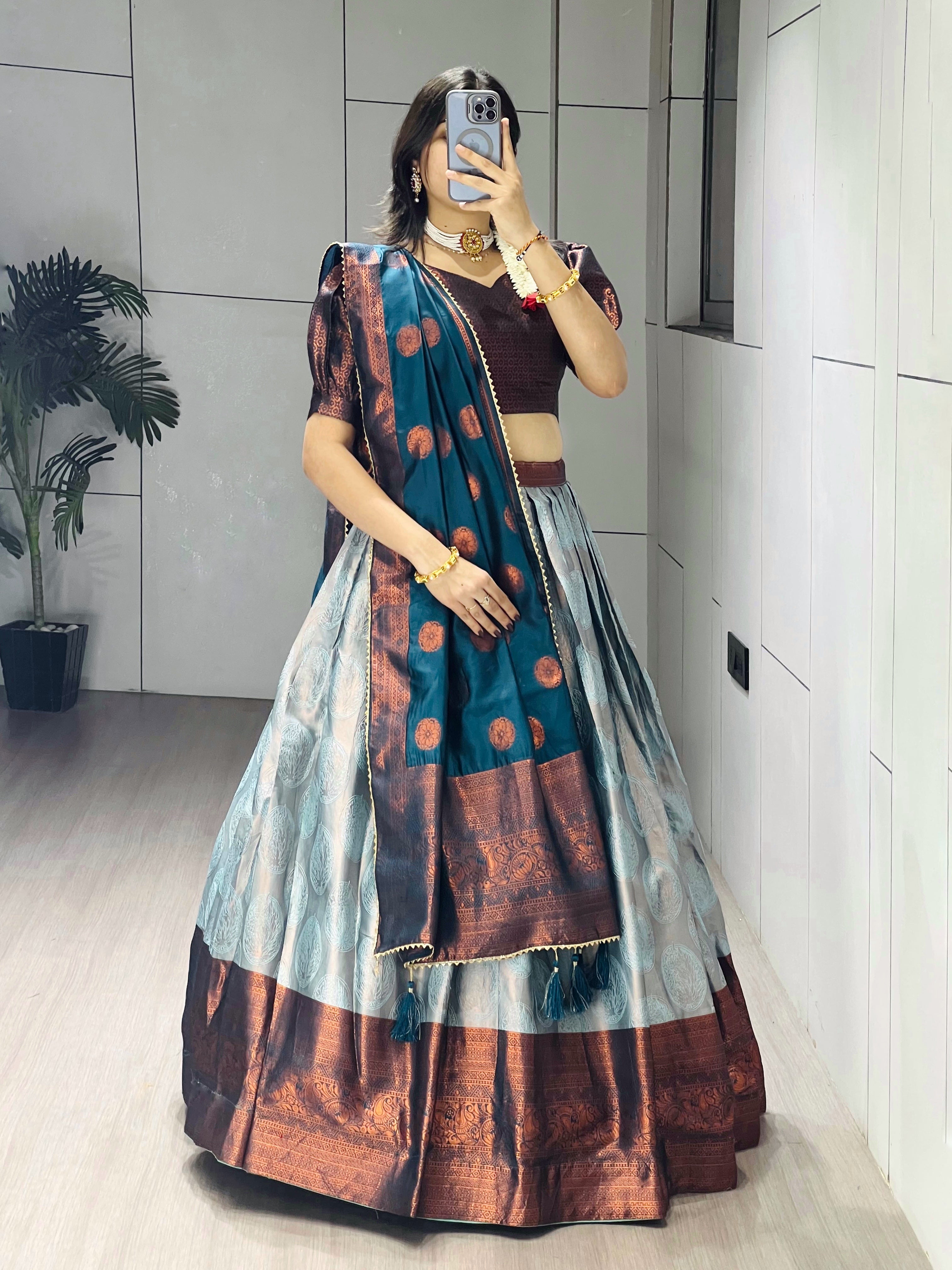 Silk Pattu Kanchipuram Silk Lehenga Choli & Dupatta