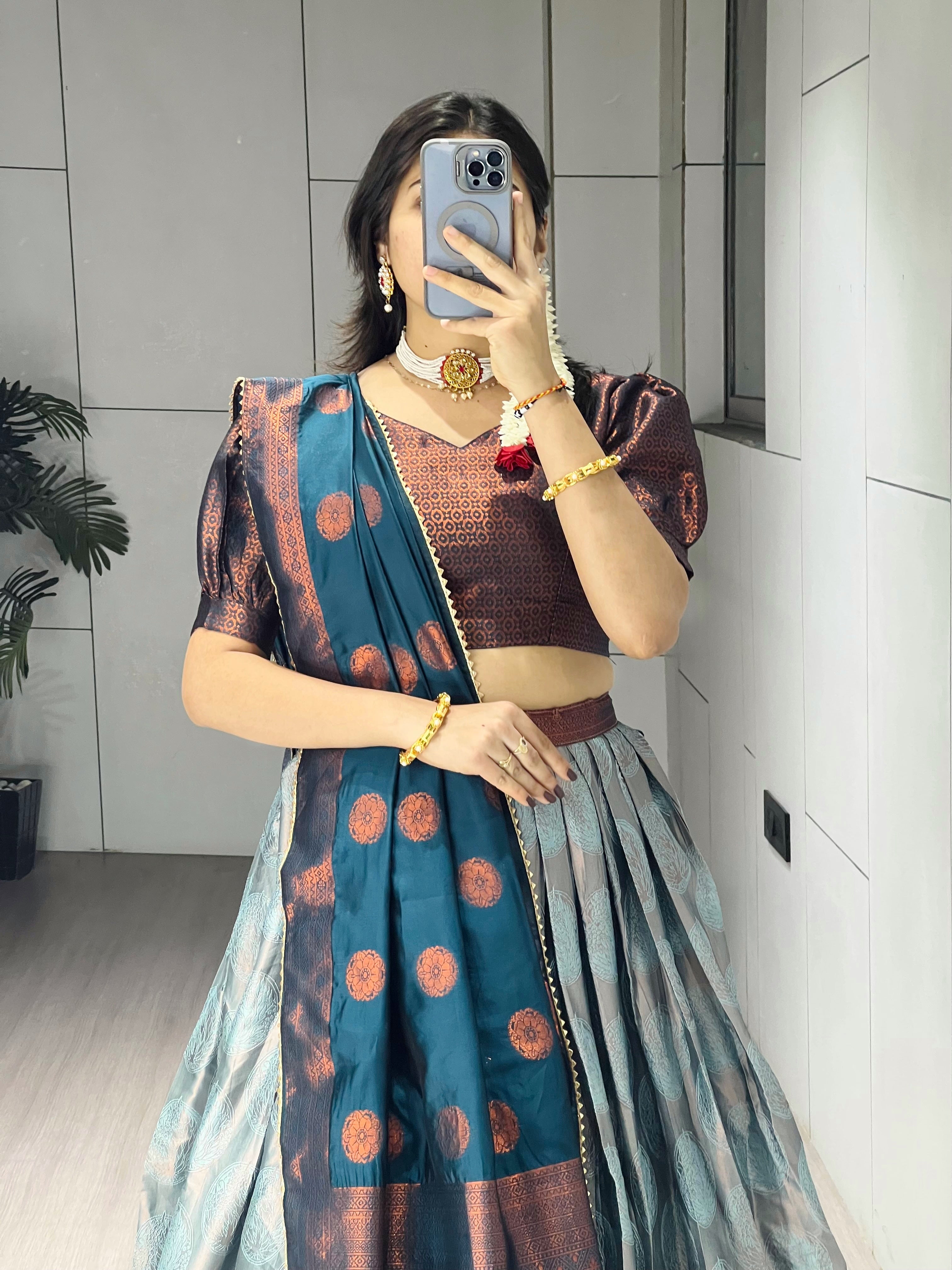 Silk Pattu Kanchipuram Silk Lehenga Choli & Dupatta