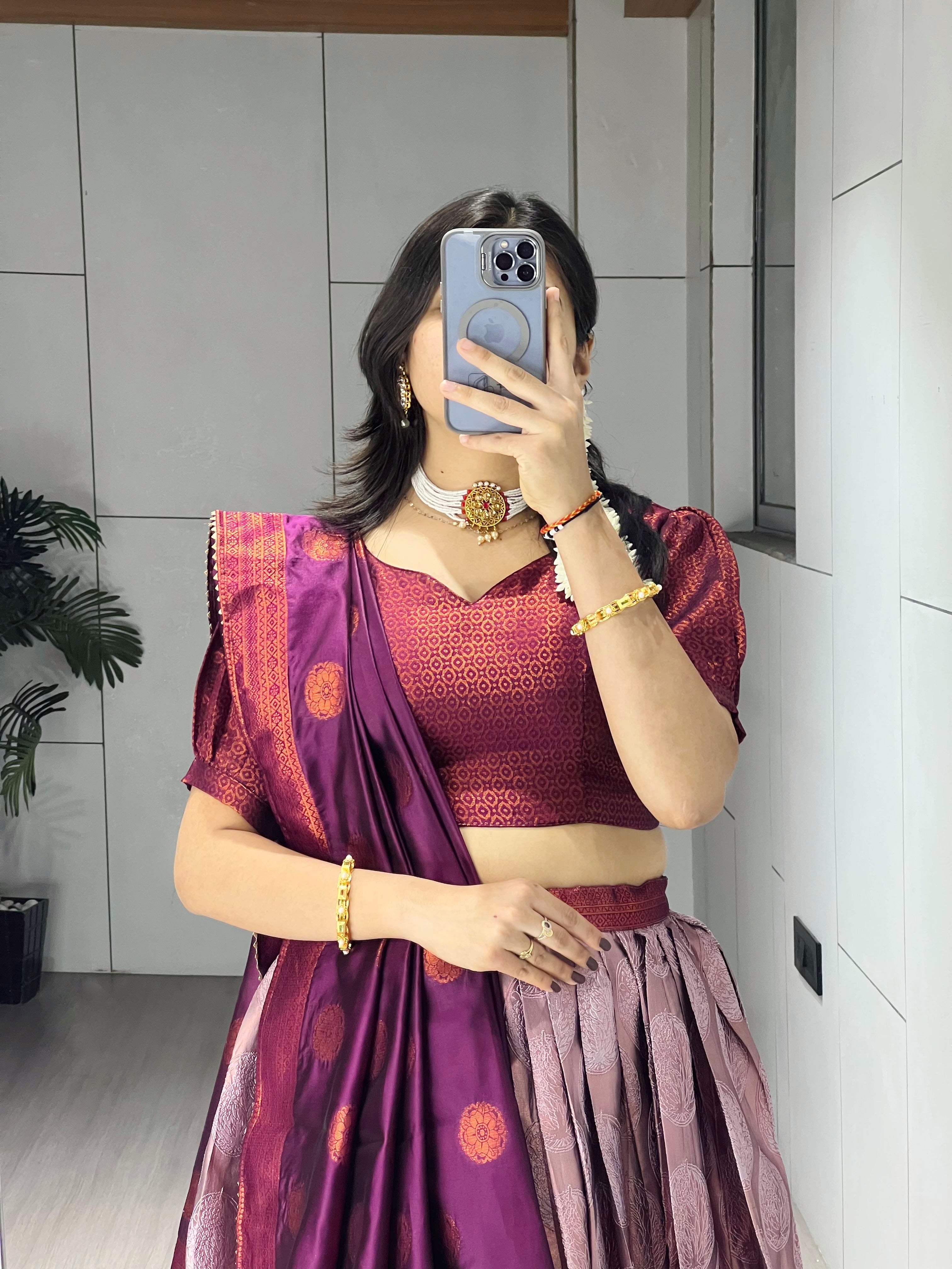 Silk Pattu Kanchipuram Silk Lehenga Choli & Dupatta