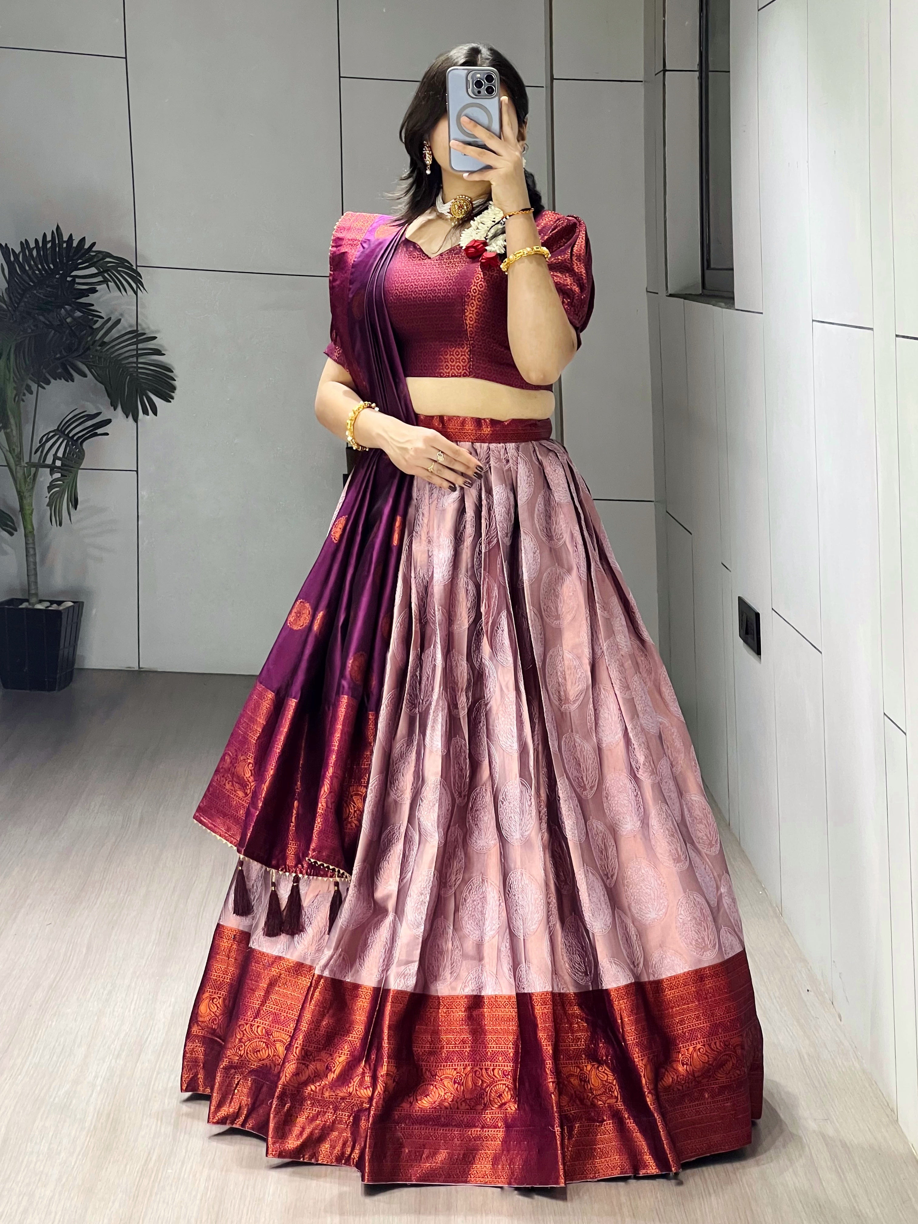 Silk Pattu Kanchipuram Silk Lehenga Choli & Dupatta