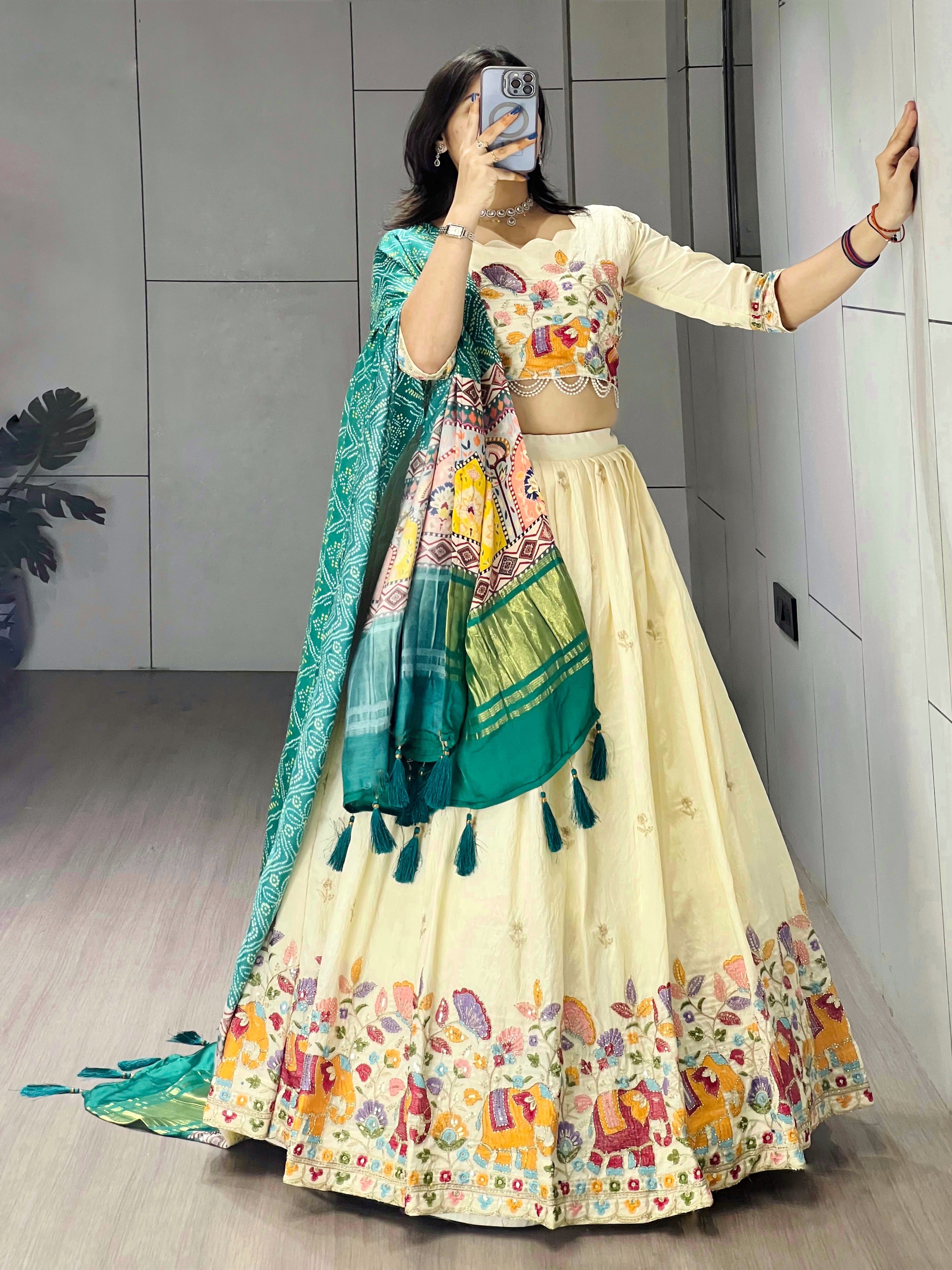 Designer Embroidered Lehenga Set with Gaji Silk Dupatta
