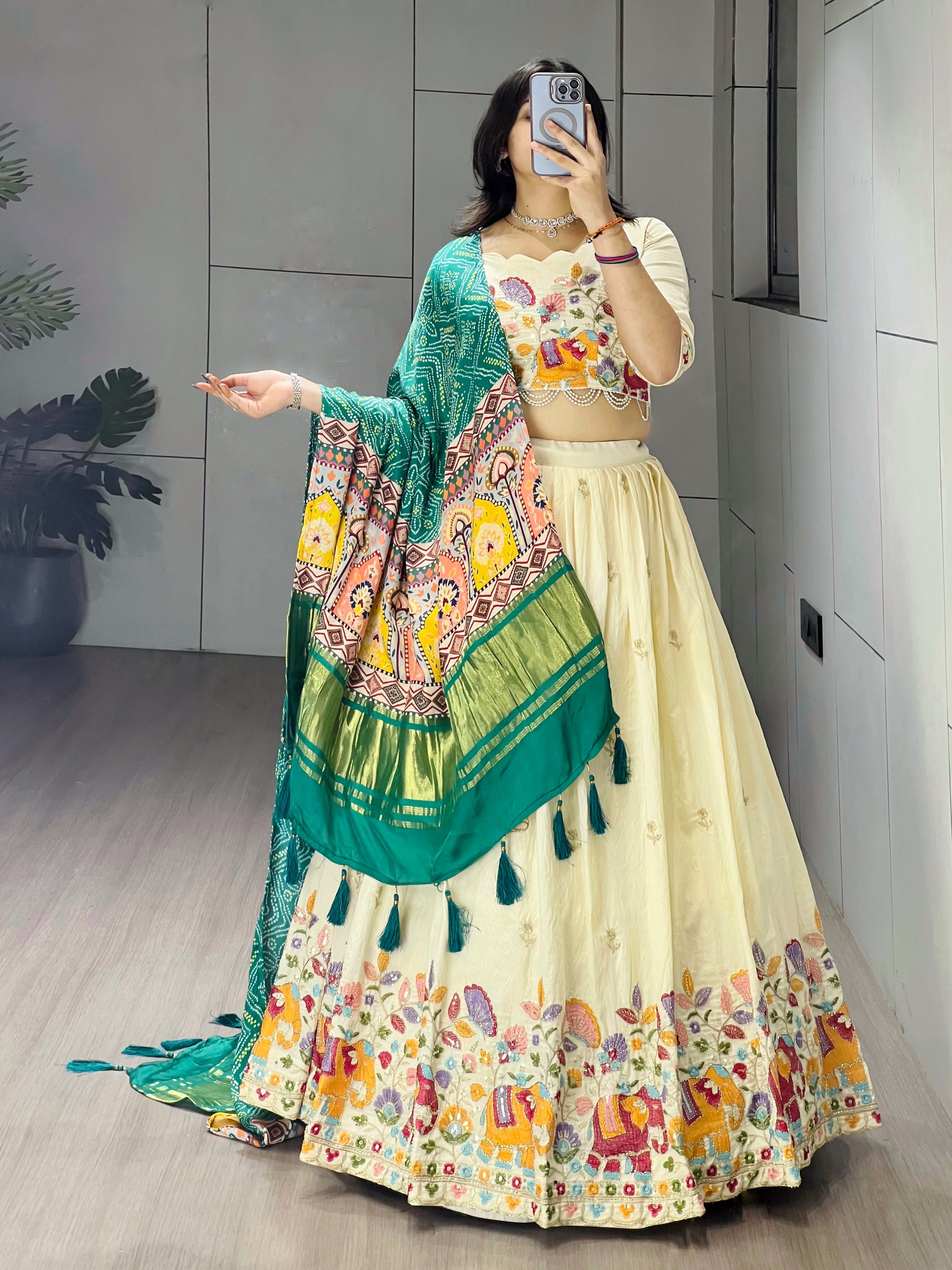 Designer Embroidered Lehenga Set with Gaji Silk Dupatta