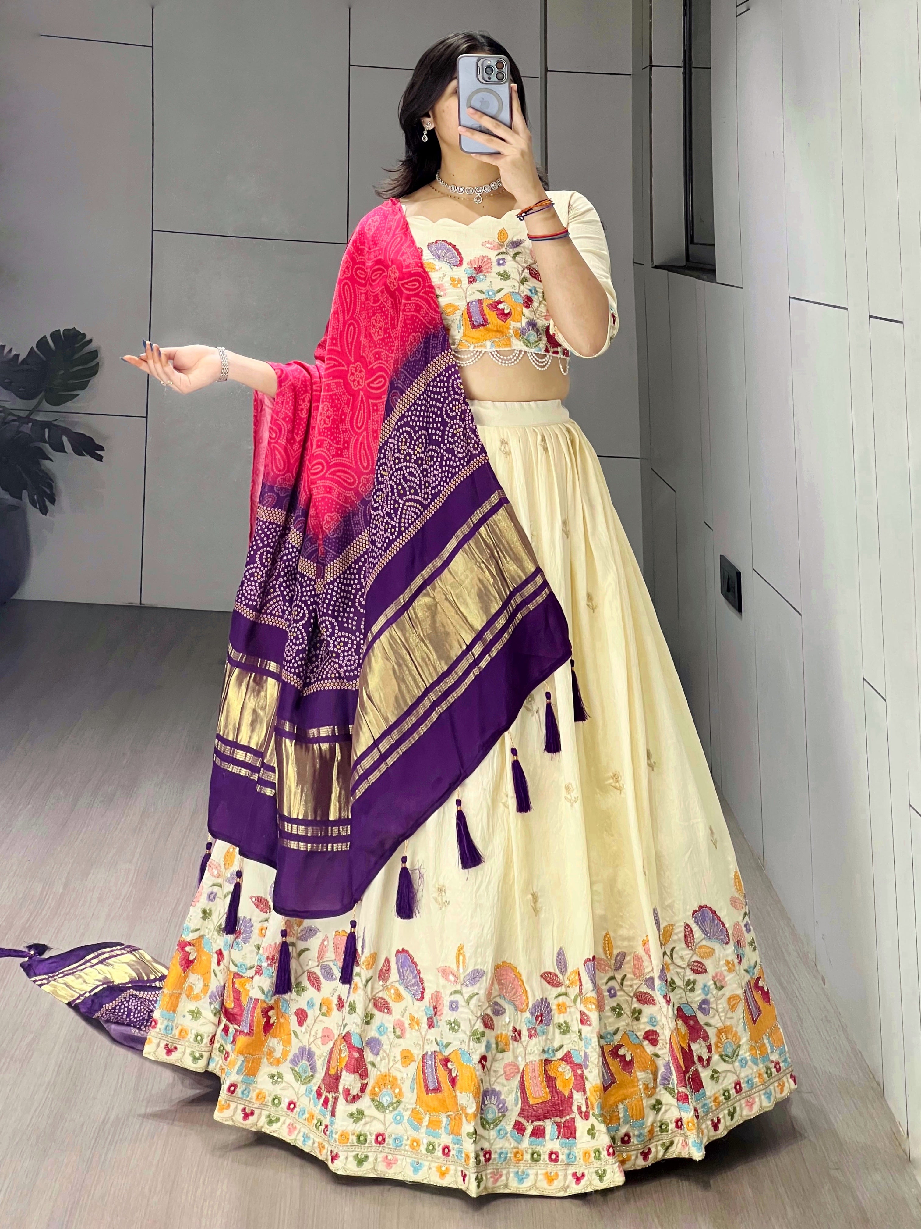 Designer Embroidered Lehenga Set with Gaji Silk Dupatta