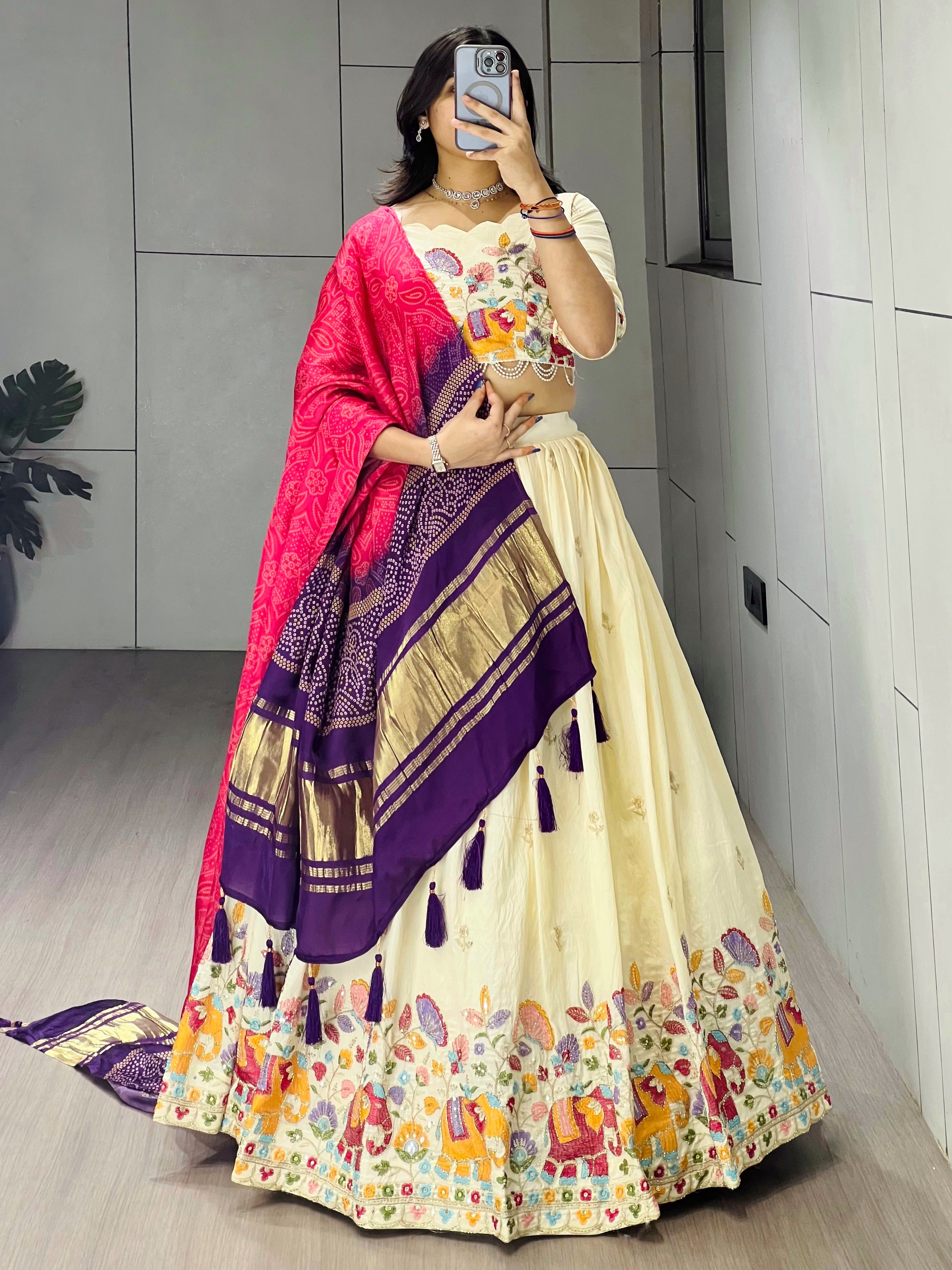 Designer Embroidered Lehenga Set with Gaji Silk Dupatta