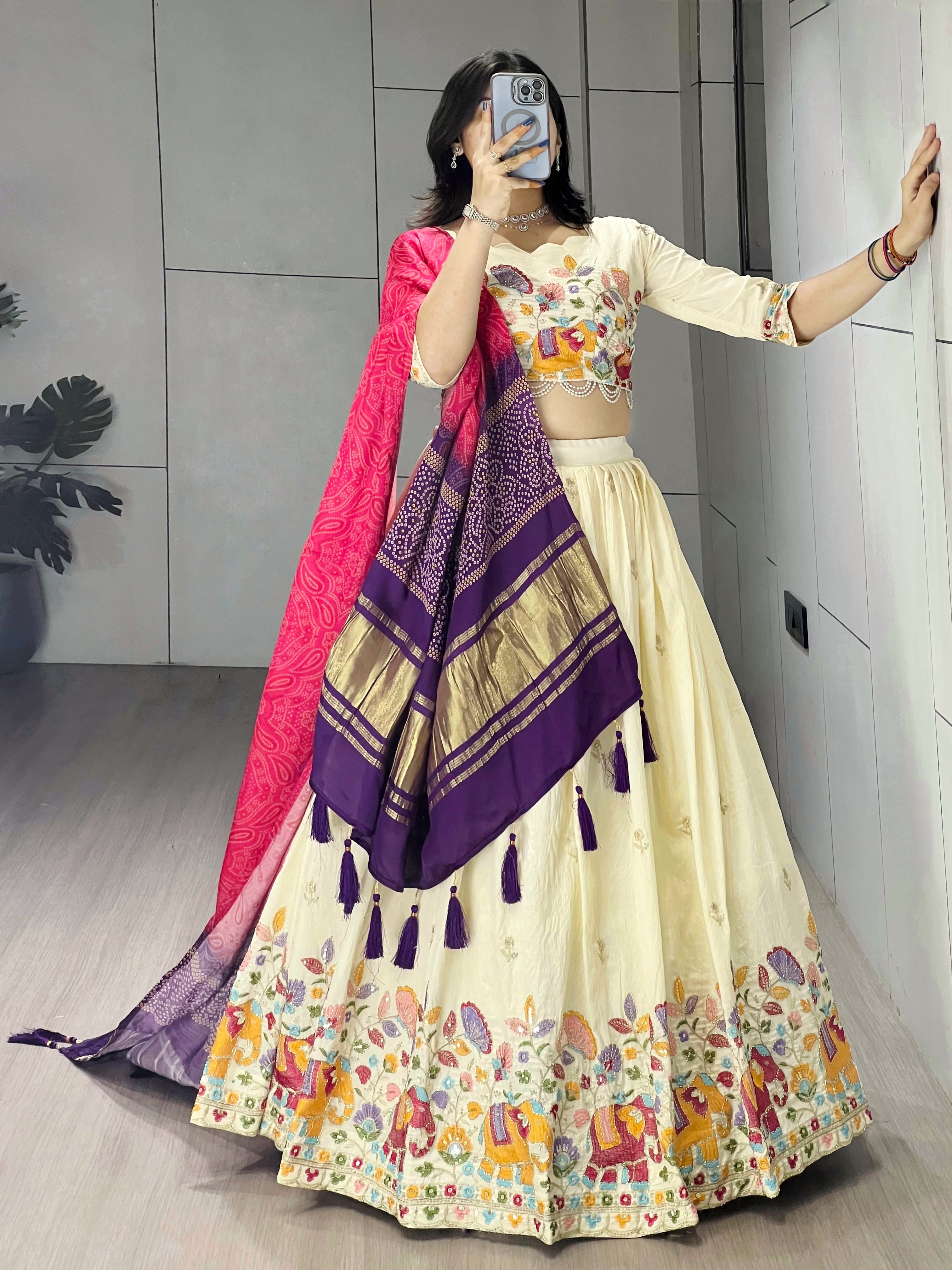 Designer Embroidered Lehenga Set with Gaji Silk Dupatta