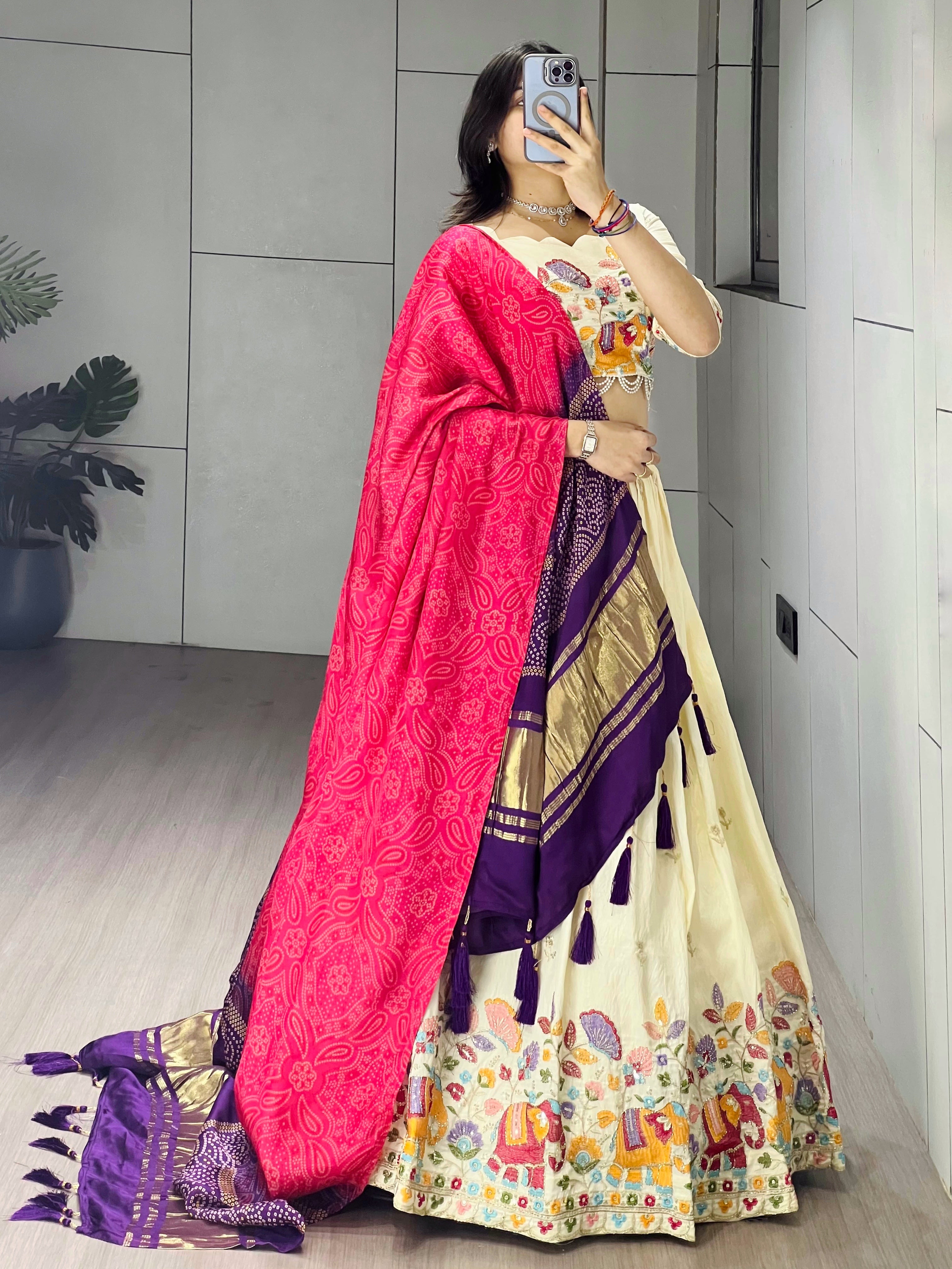 Designer Embroidered Lehenga Set with Gaji Silk Dupatta