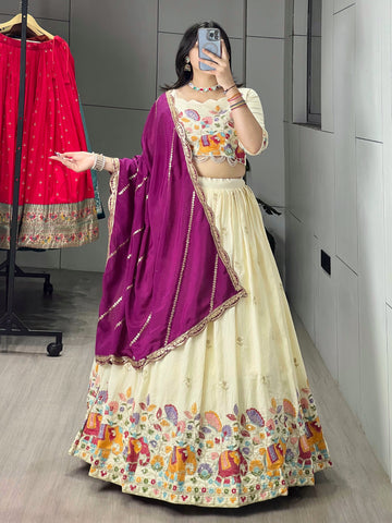 Embroidery Work Lehenga Choli With Dupatta