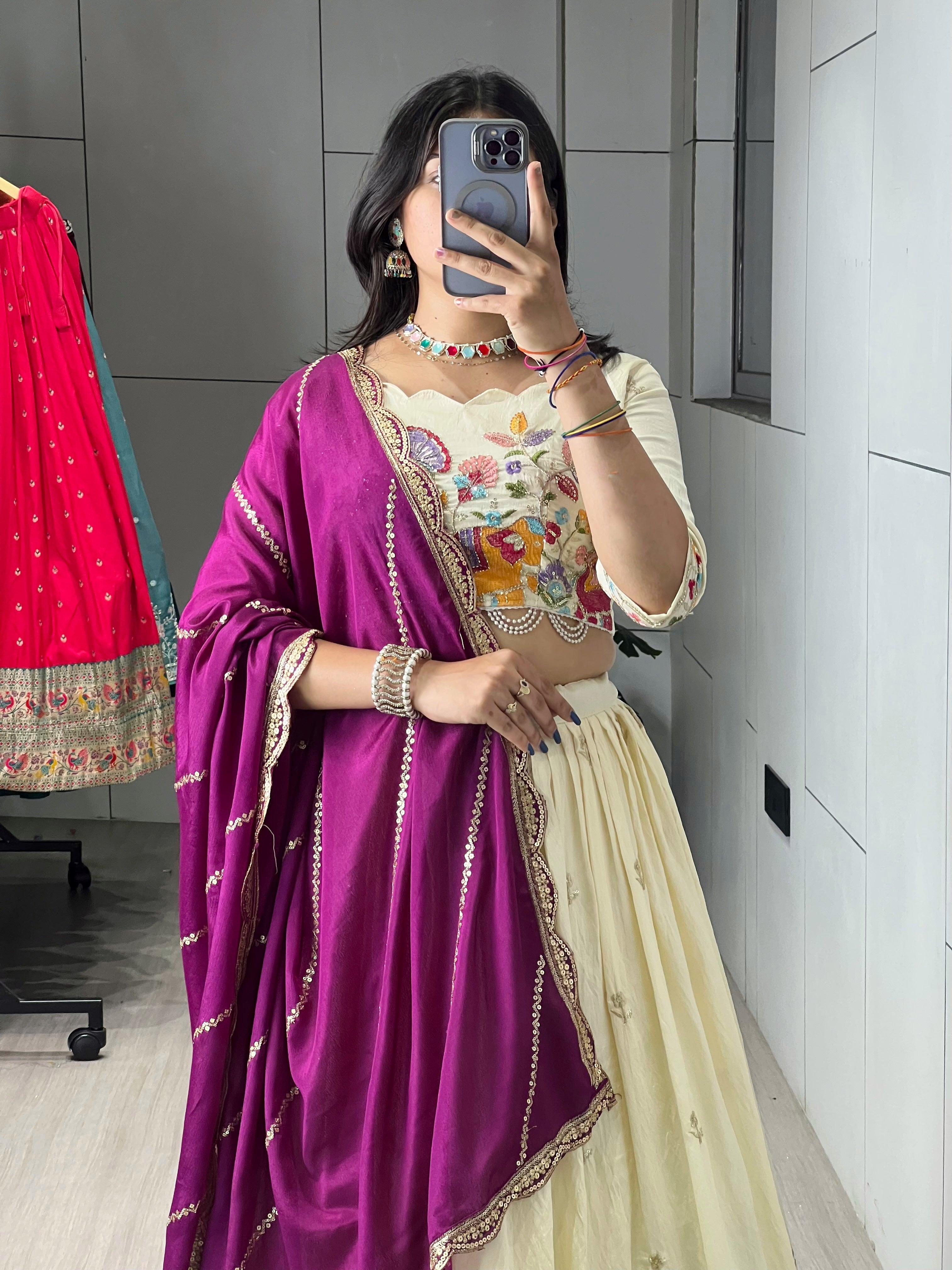 Embroidery Work Lehenga Choli With Dupatta