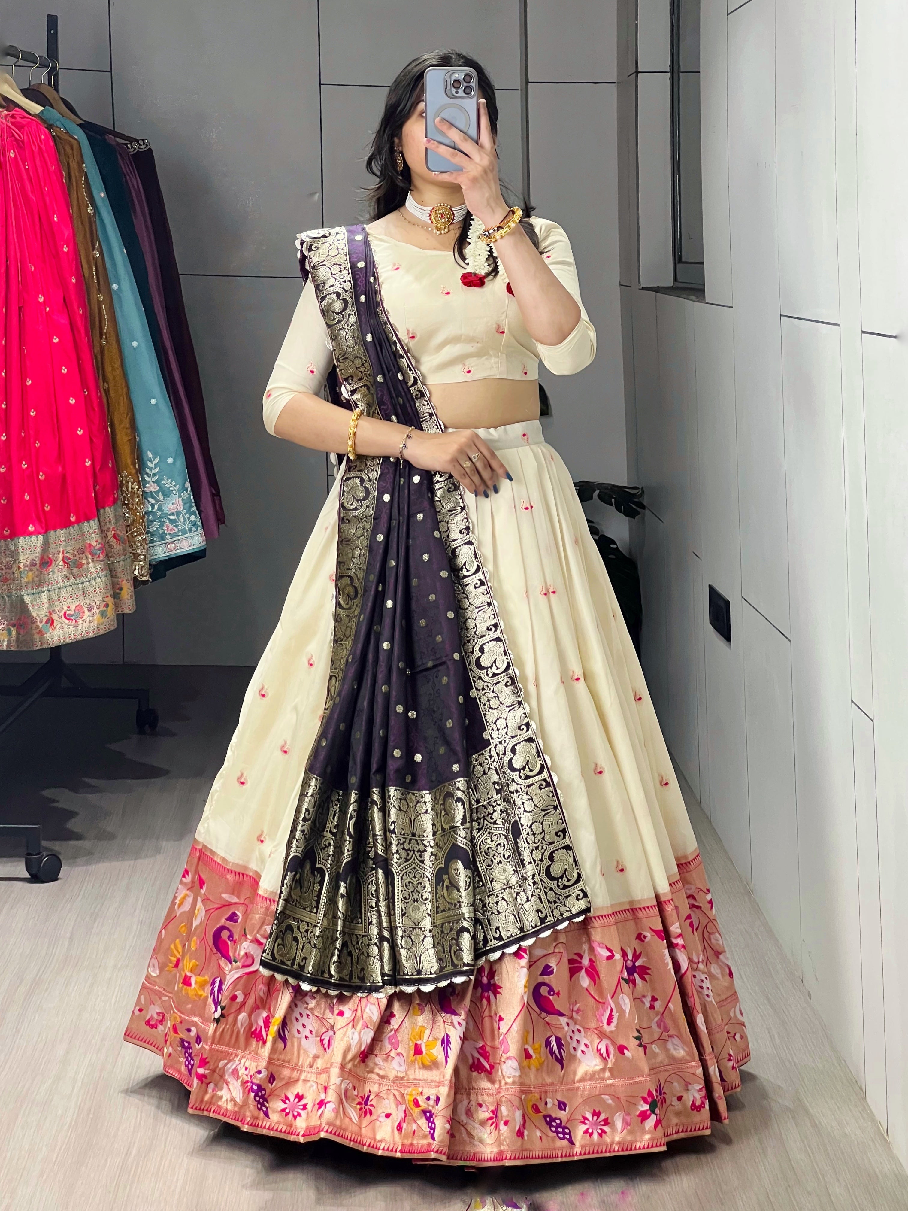 Paithani Silk Lehenga Choli With Satin Silk Dupatta