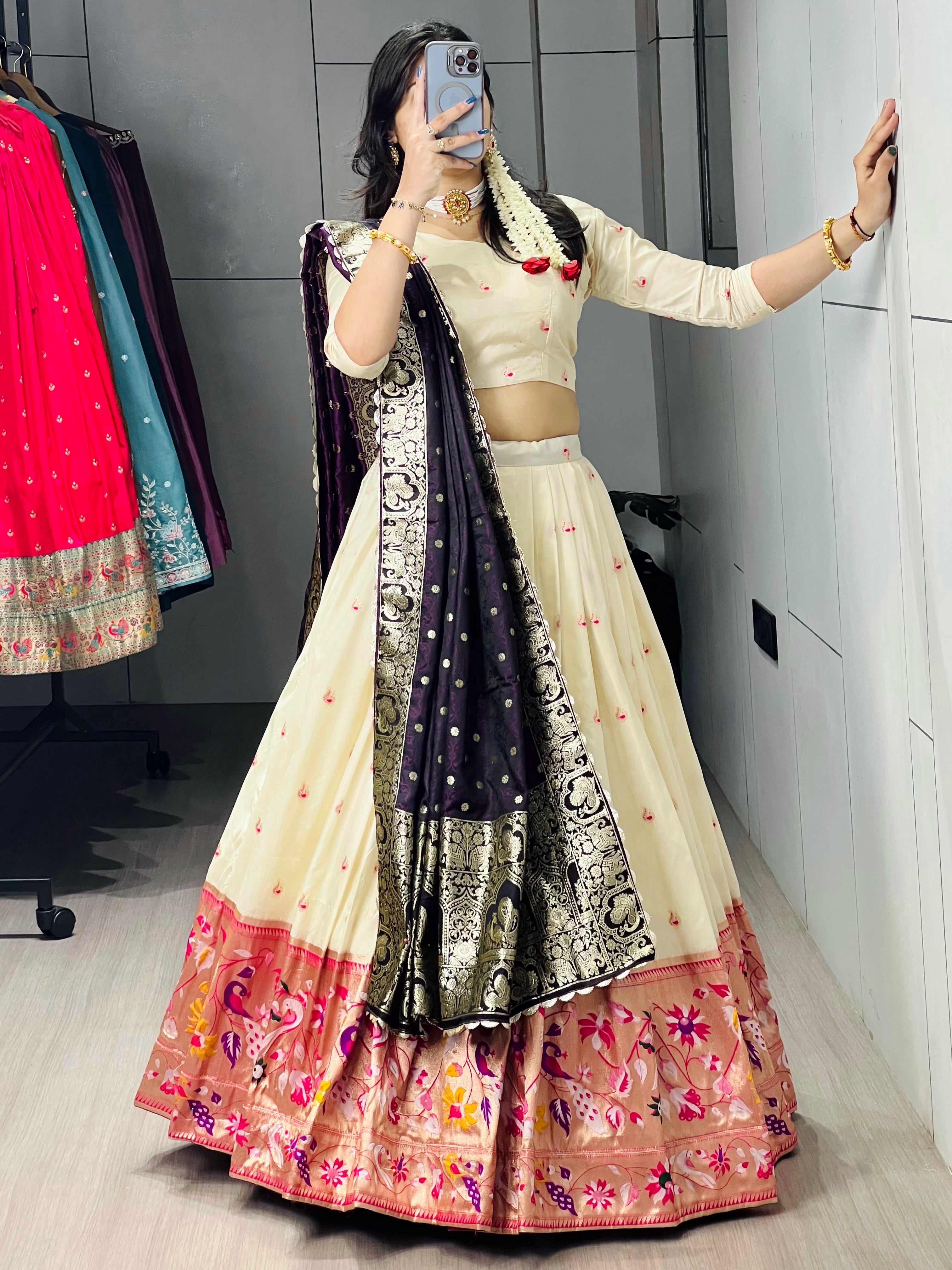 Paithani Silk Lehenga Choli With Satin Silk Dupatta