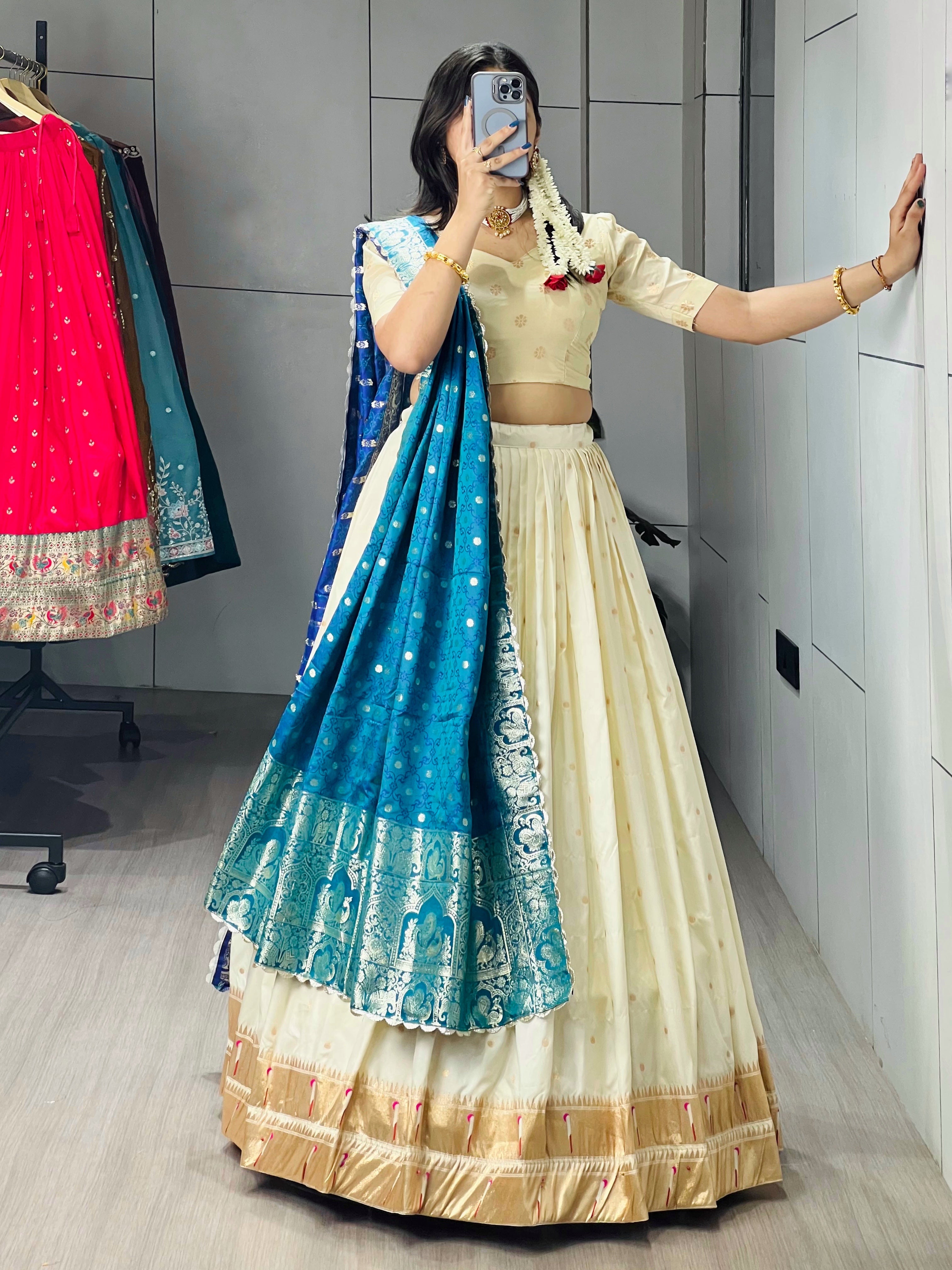 Designer Paithani Zari Weaving Lehenga Choli With Dupatta
