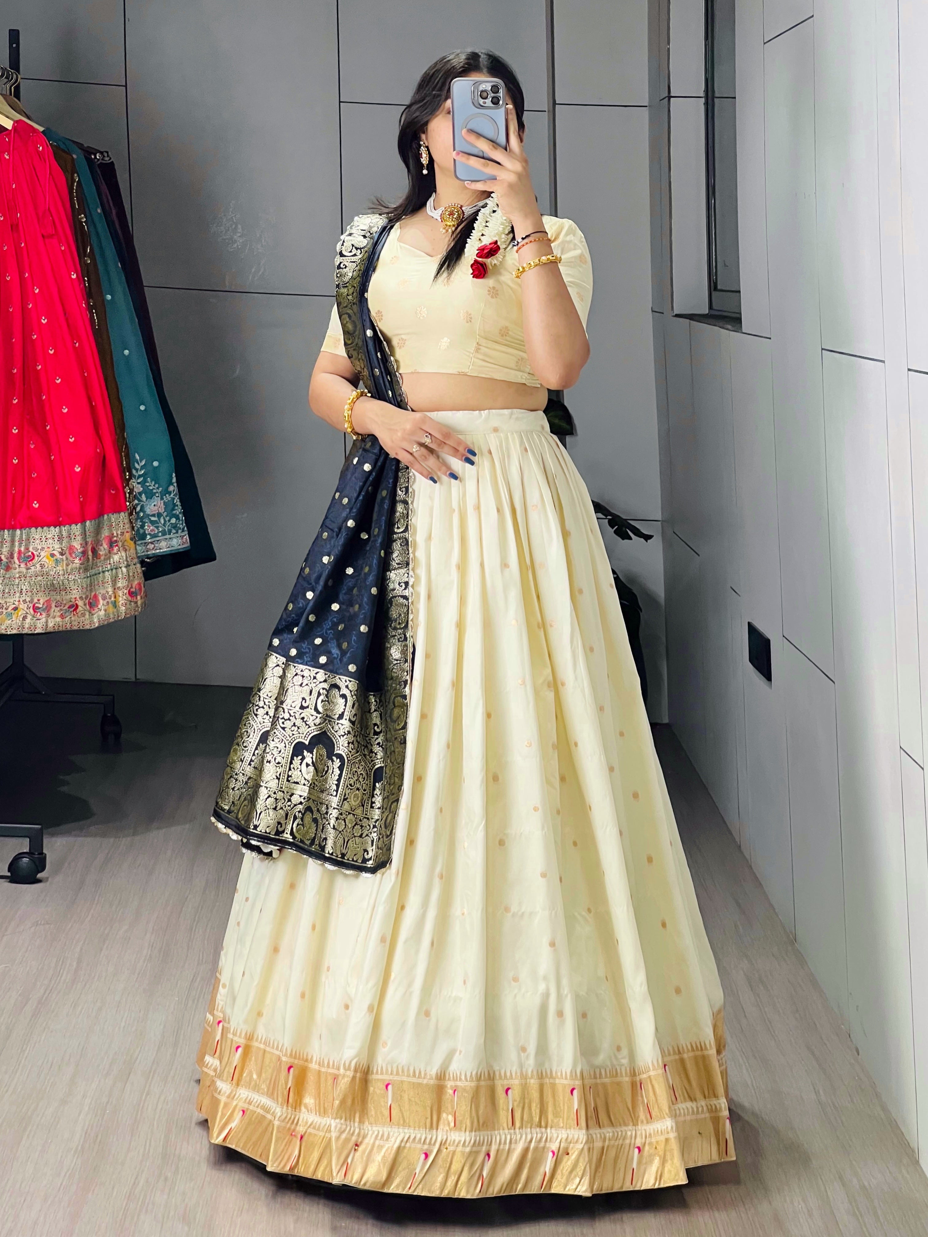 Designer Paithani Zari Weaving Lehenga Choli With Dupatta