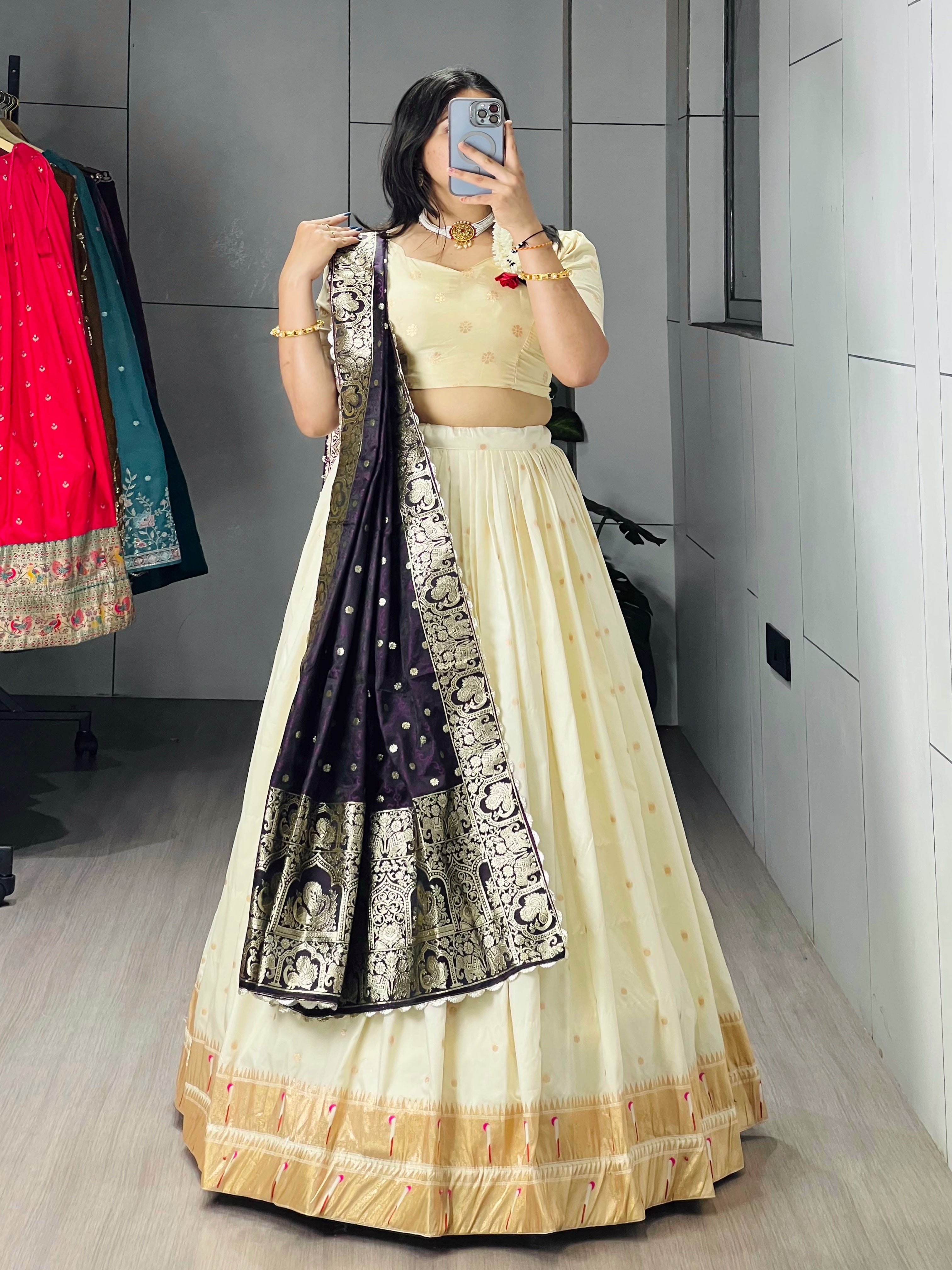 Designer Paithani Zari Weaving Lehenga Choli With Dupatta