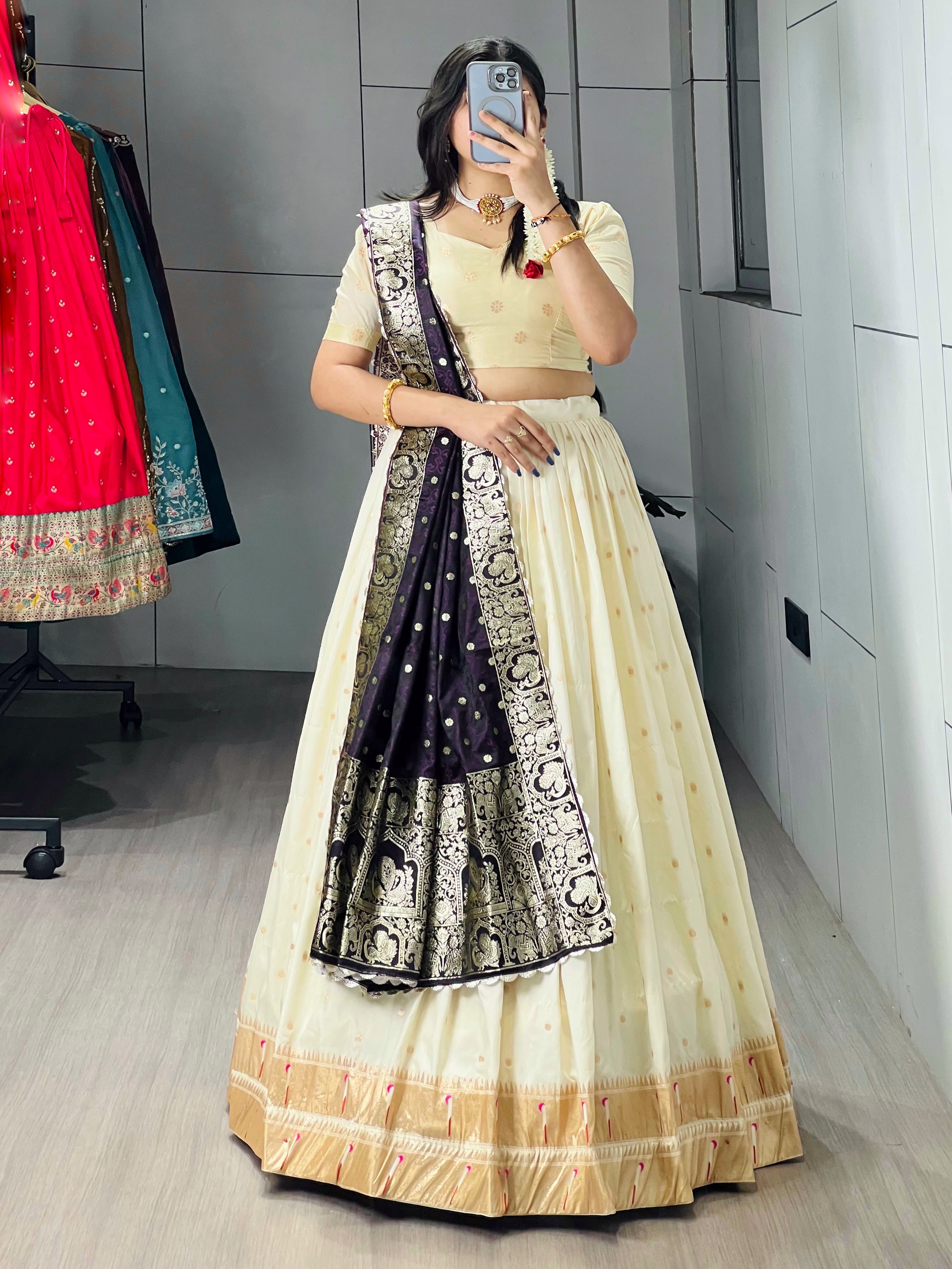 Designer Paithani Zari Weaving Lehenga Choli With Dupatta