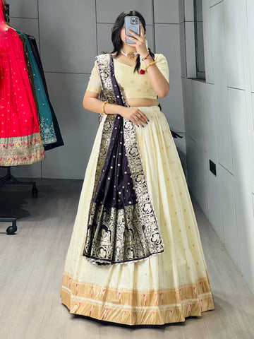 Designer Paithani Zari Weaving Lehenga Choli With Dupatta