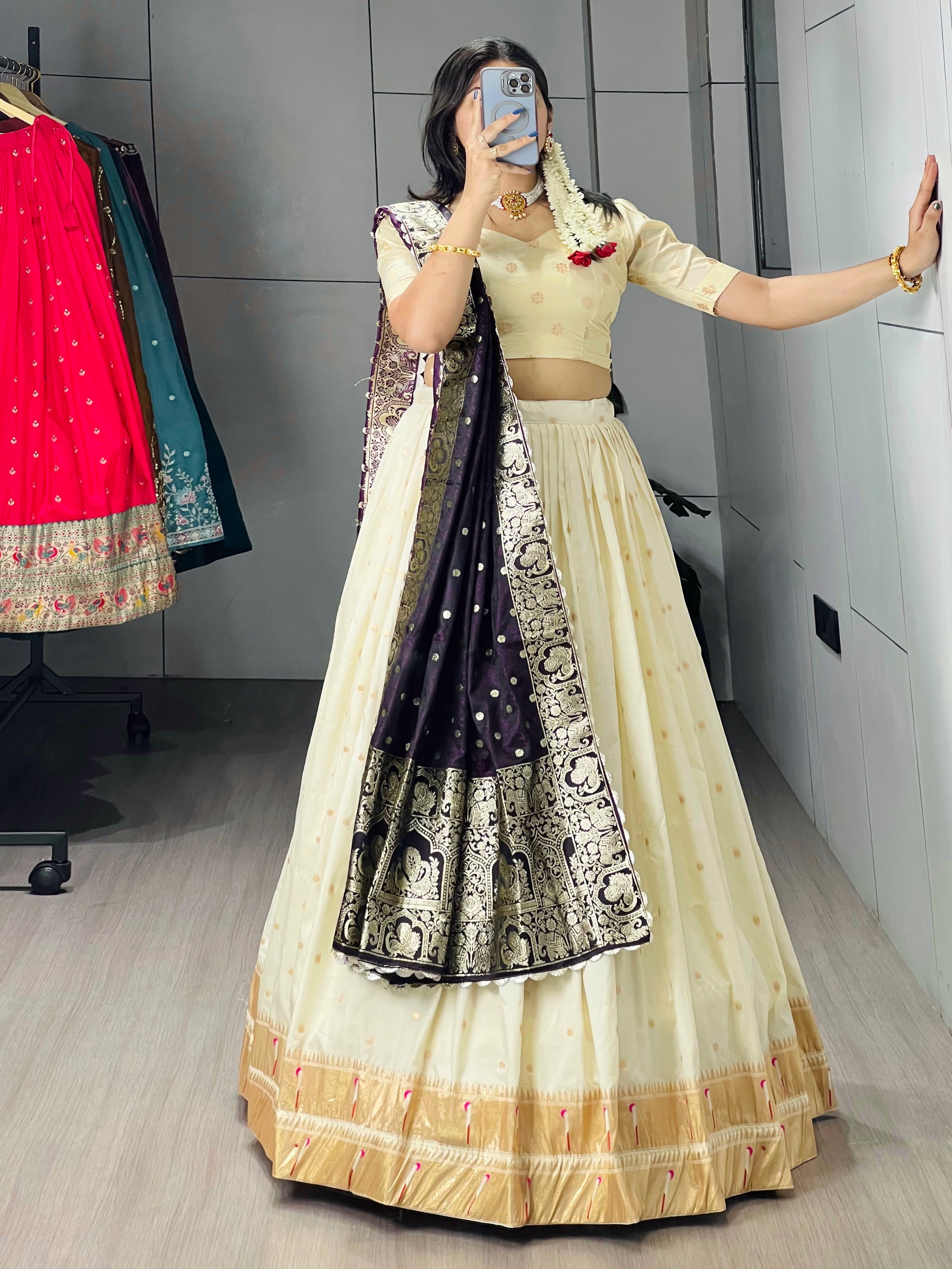 Designer Paithani Zari Weaving Lehenga Choli With Dupatta