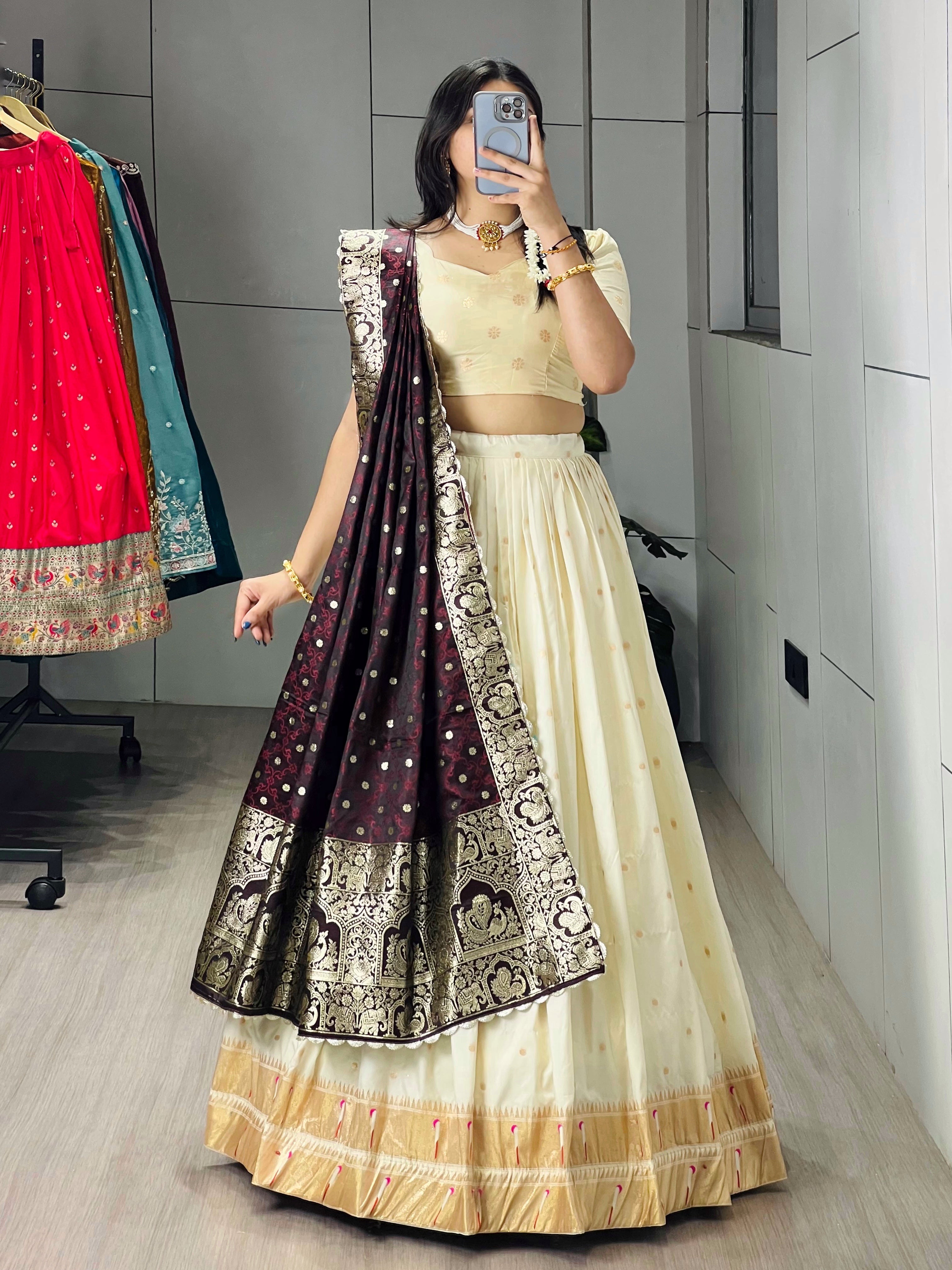 Designer Paithani Zari Weaving Lehenga Choli With Dupatta