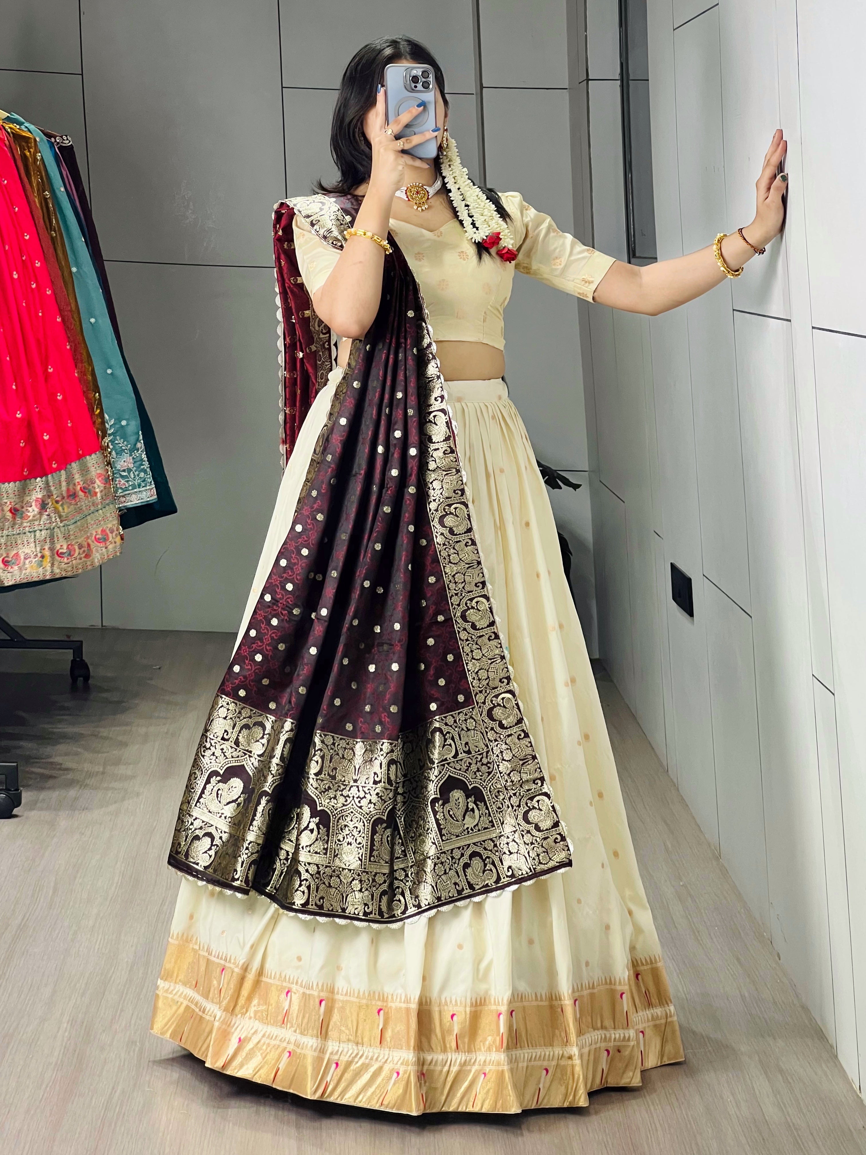Designer Paithani Zari Weaving Lehenga Choli With Dupatta