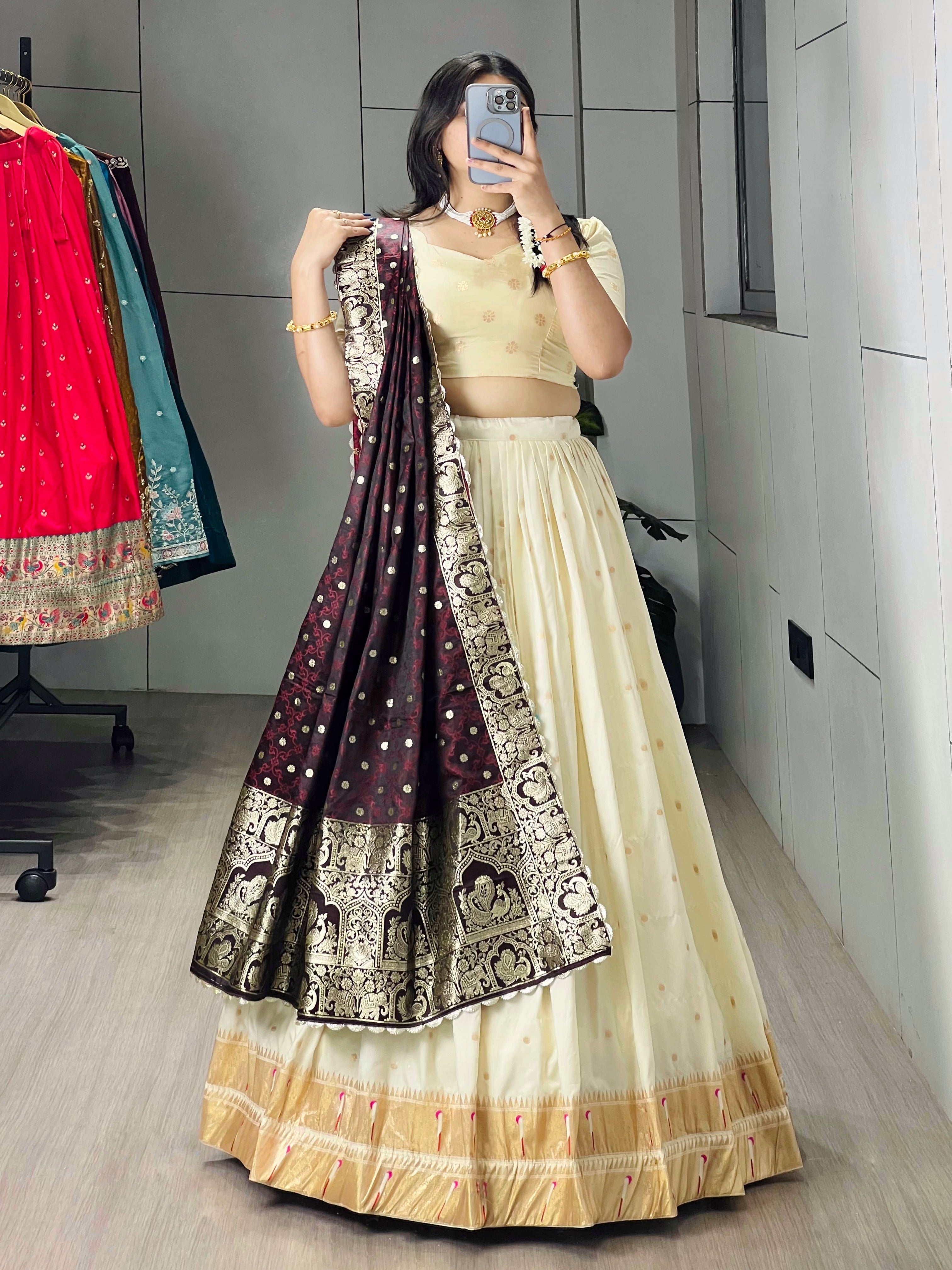 Designer Paithani Zari Weaving Lehenga Choli With Dupatta