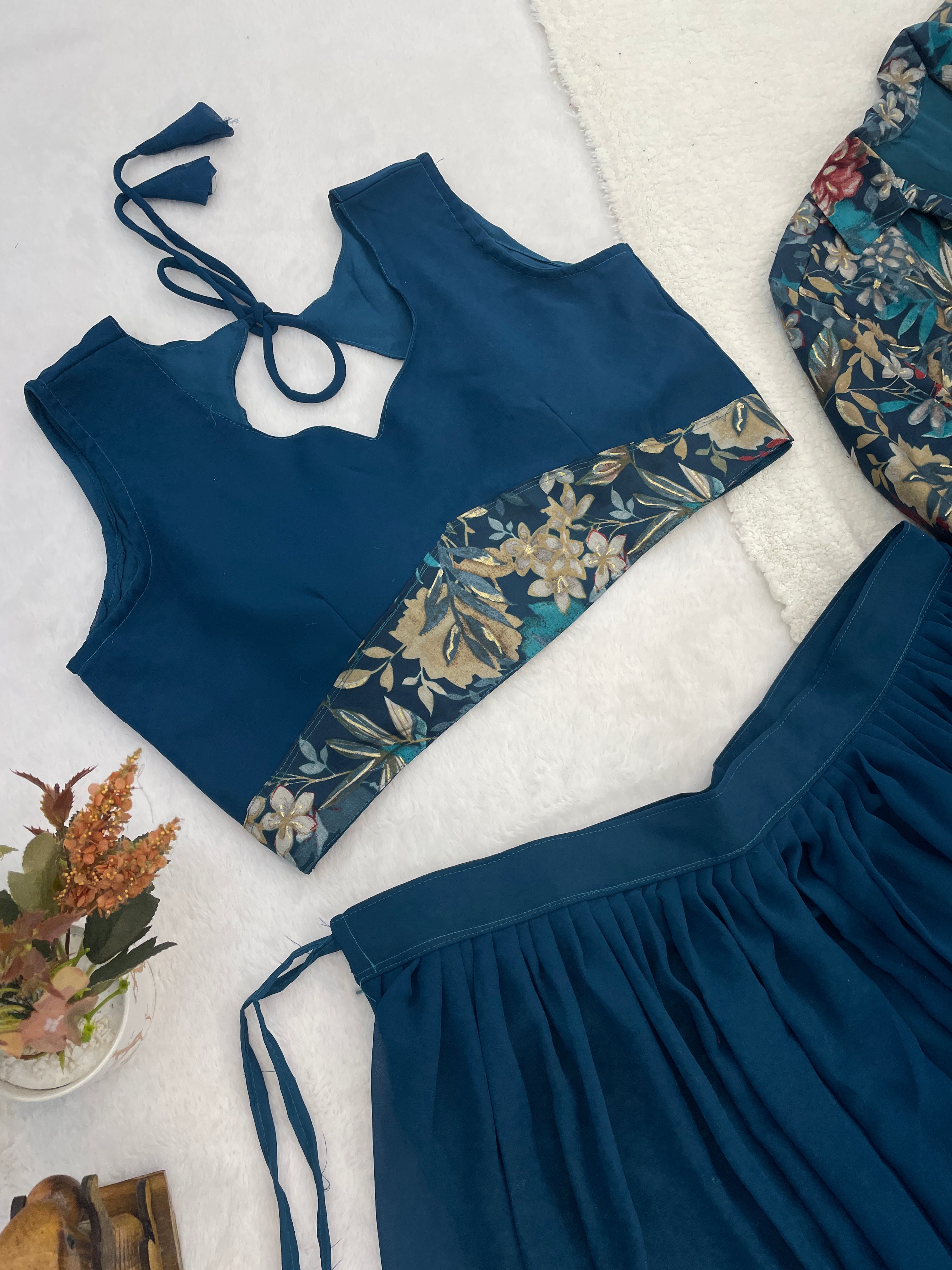 Designer Lehenga Set with Floral Print Jacket