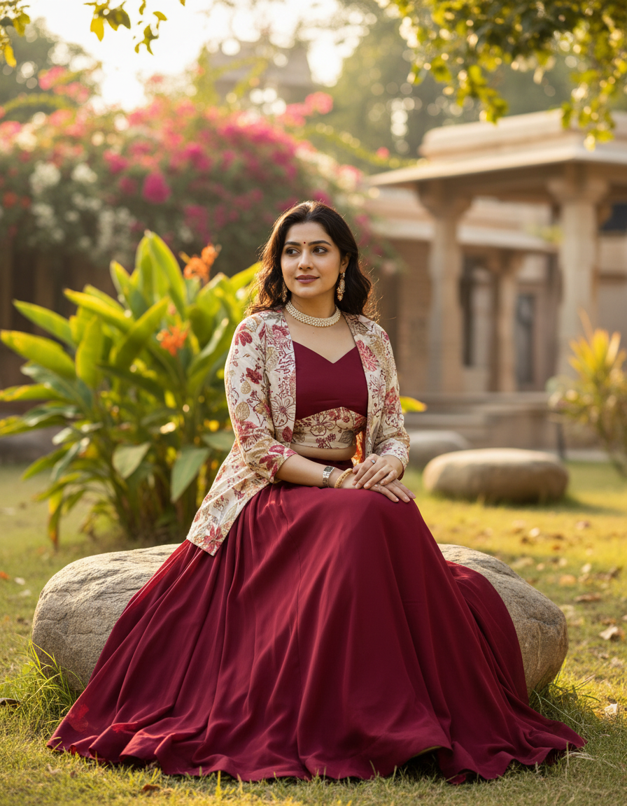 Trending Designer Lehenga Set with Floral Print Jacket